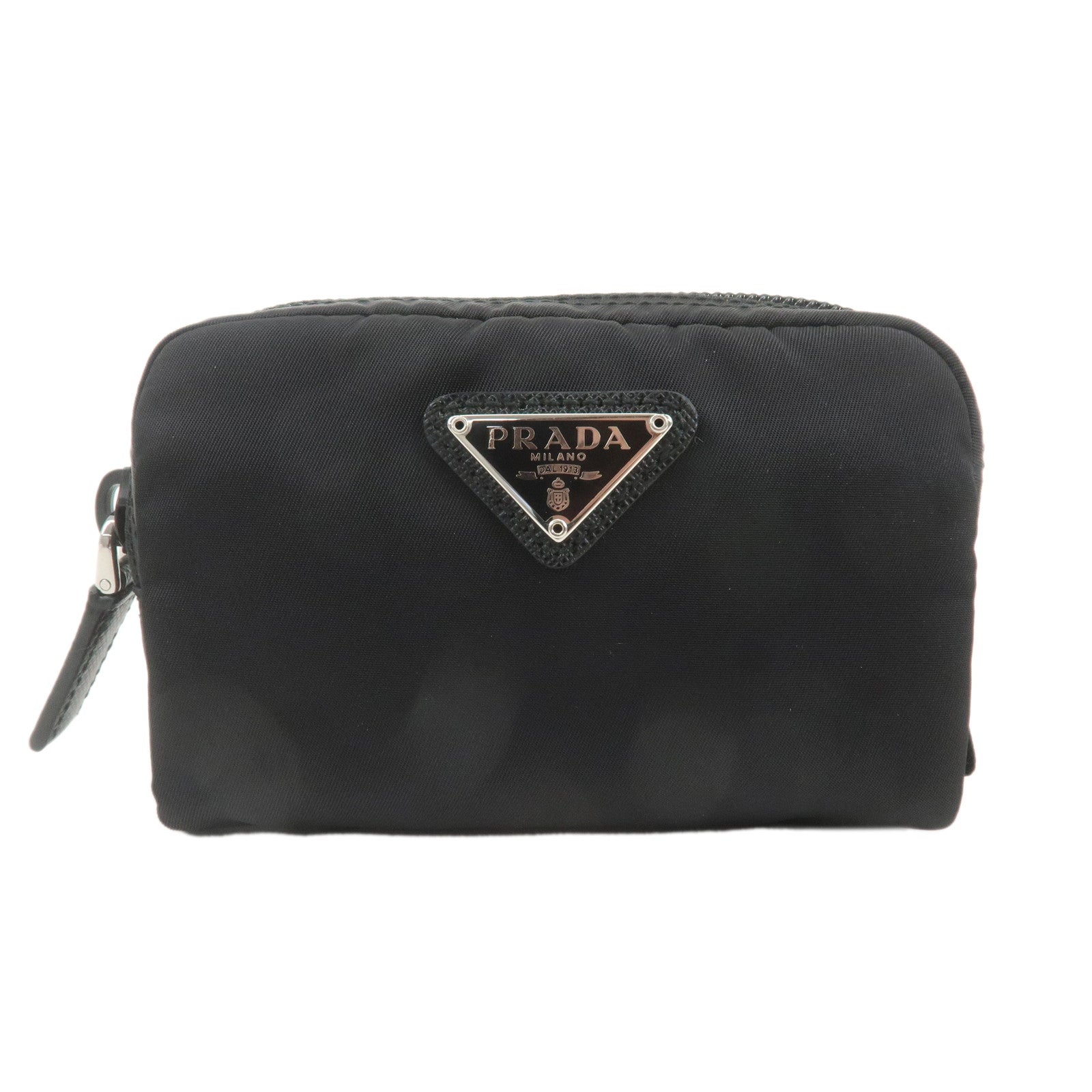 PRADA-Nylon-Leather-Pouch-Mini-Case-Black-1NA339