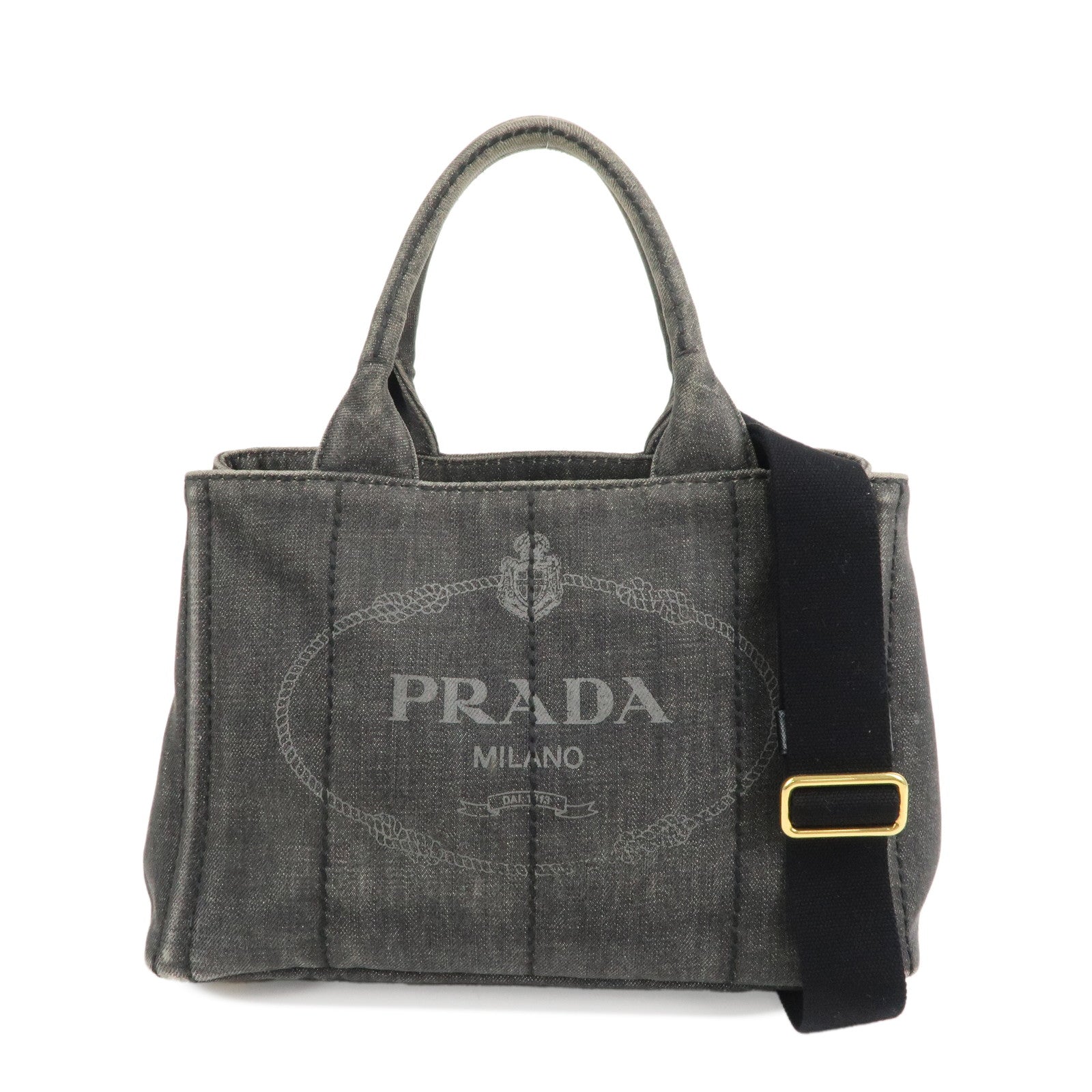 PRADA-Logo-Canapa-Mini-Canvas-2Way-Bag-Denim-Black-1BG439