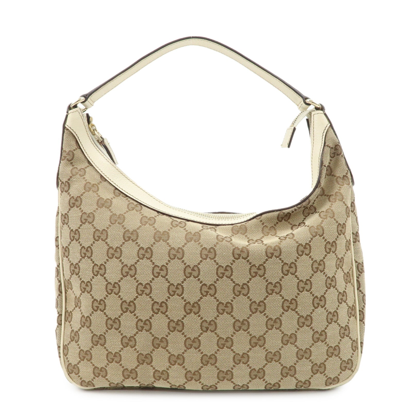 GUCCI-GG-Canvas-Leather-Shoulder-Bag-Beige-Ivory-153010