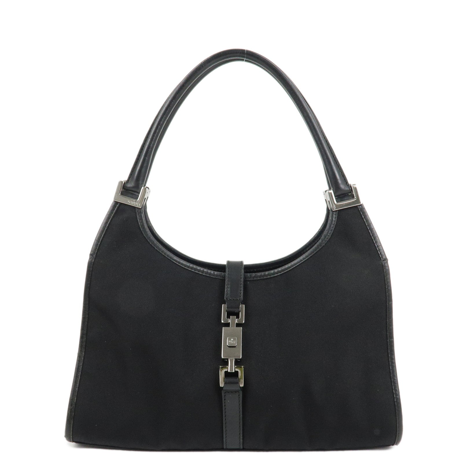 GUCCI-Jackie-GG-Canvas-Leather-Shoulder-Bag-Black-002.1068