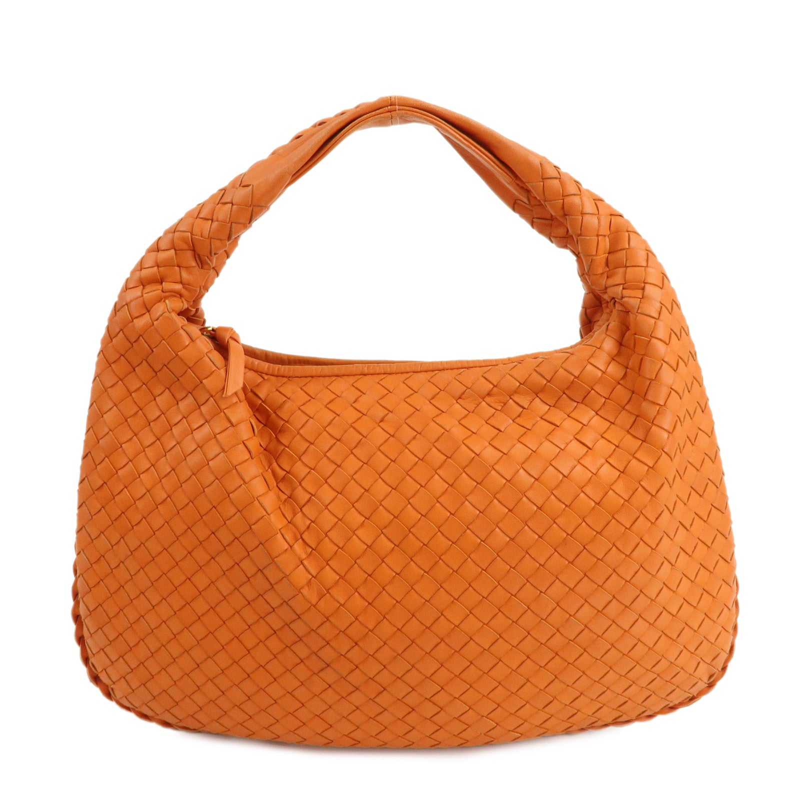 BOTTEGA-VENETA-Hobo-Intrecciato-Leather-Shoulder-Bag-Orange-115653