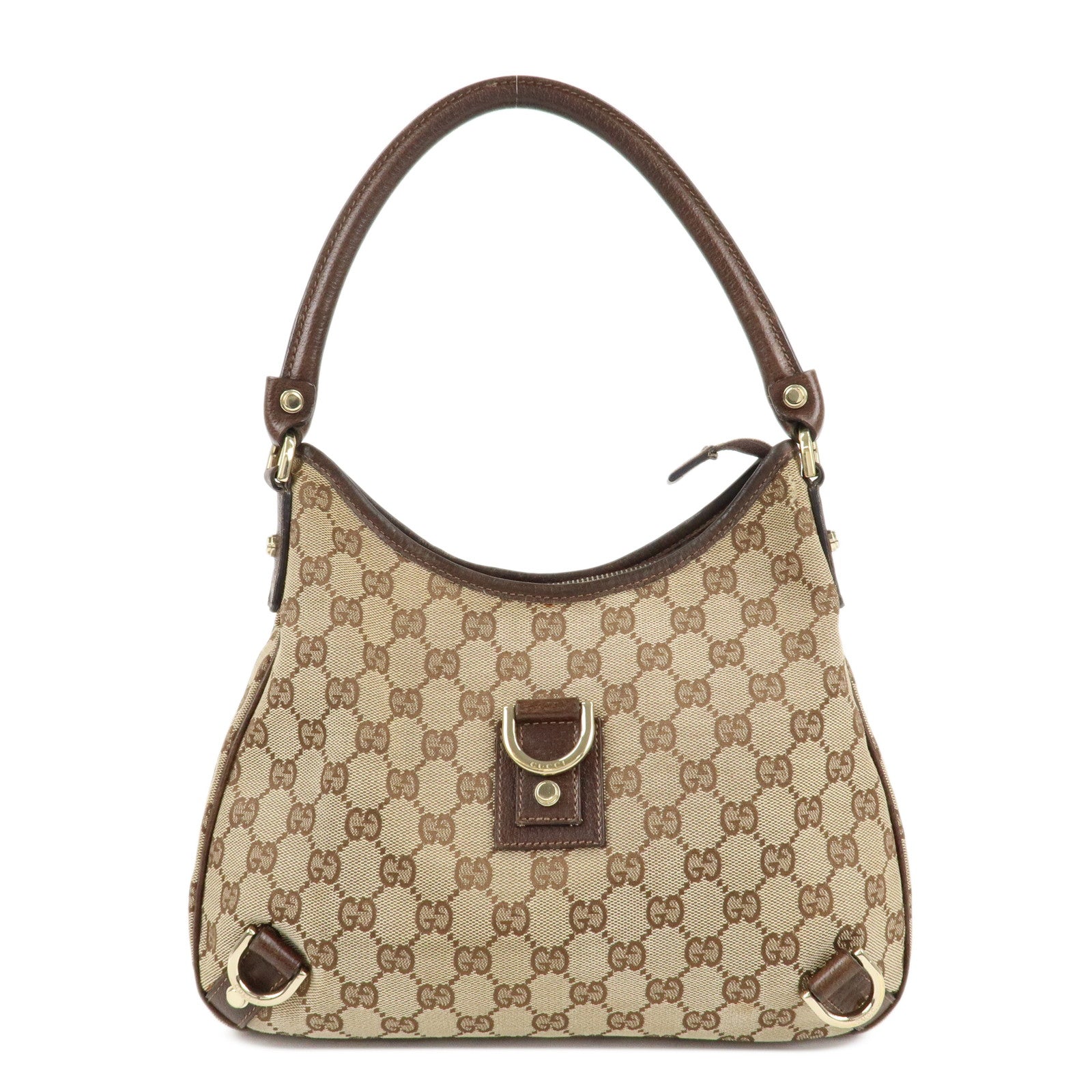 GUCCI-Abbey-GG-Canvas-Leather-Shoulder-Bag-Beige-Brown-130738