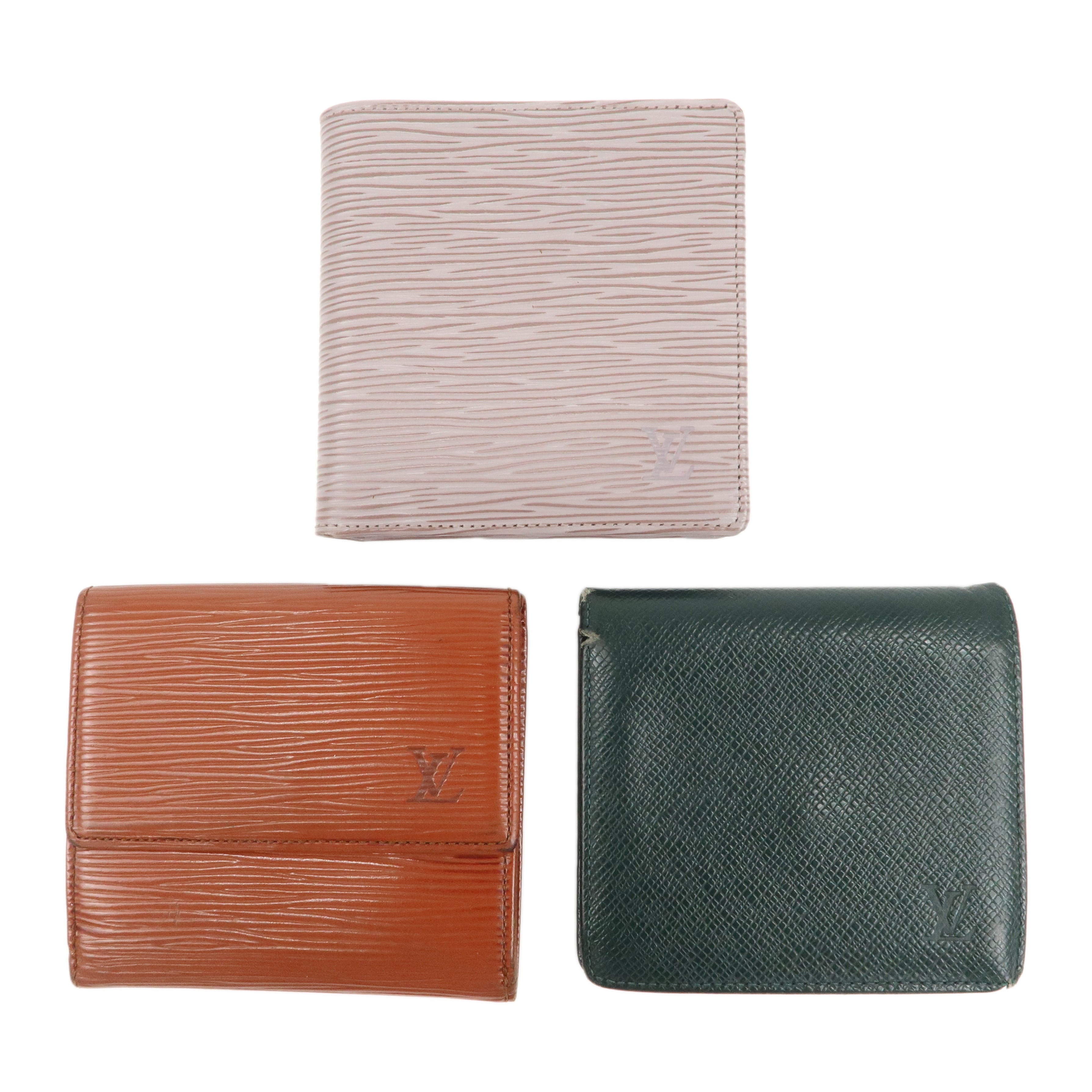 Louis-Vuitton-Epi-Set-of-3-Epi-Taiga-Compact-Wallet-M63488--M30454