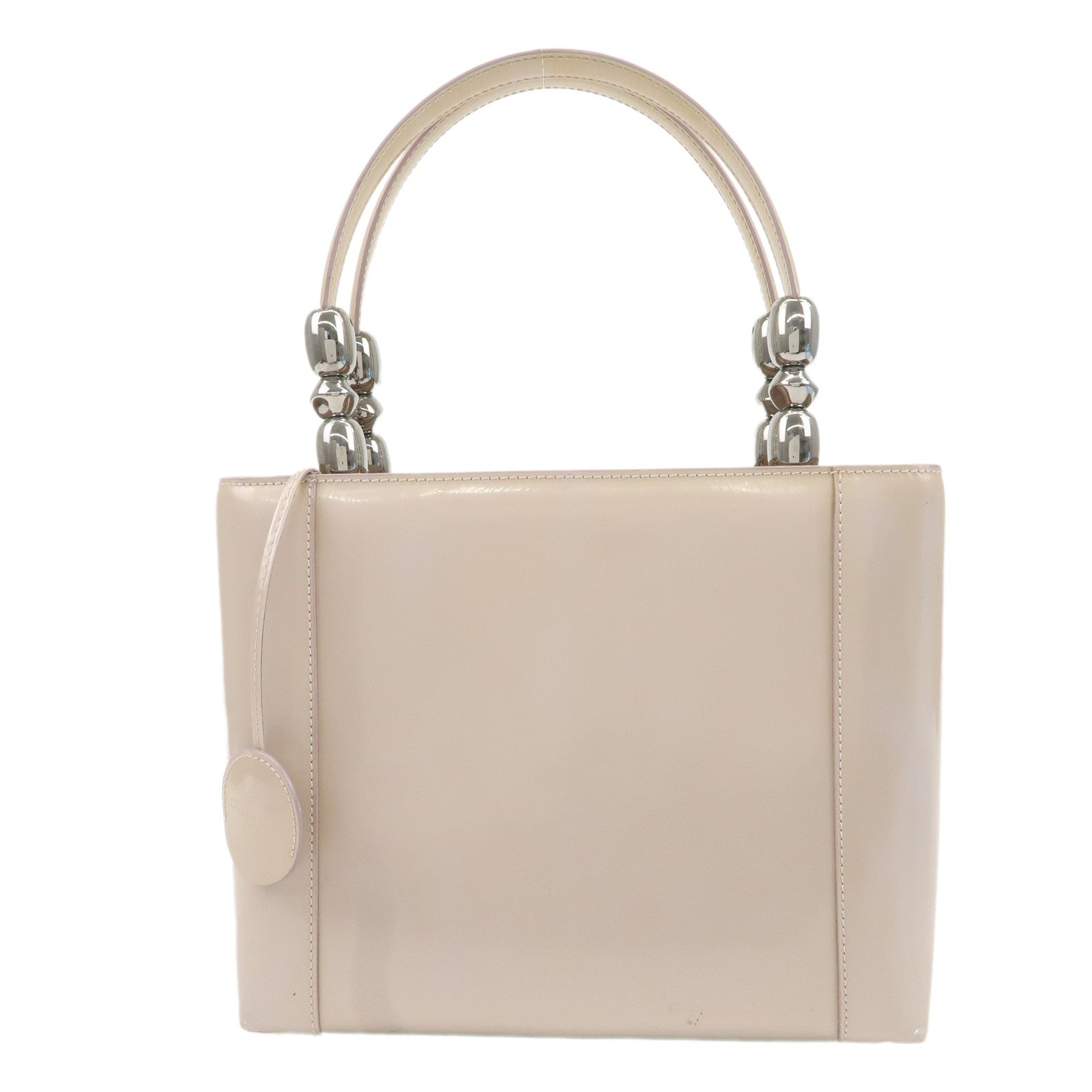 Christian-Dior-Maris-Pearl-Patent-Leather-Tote-Bag-Beige