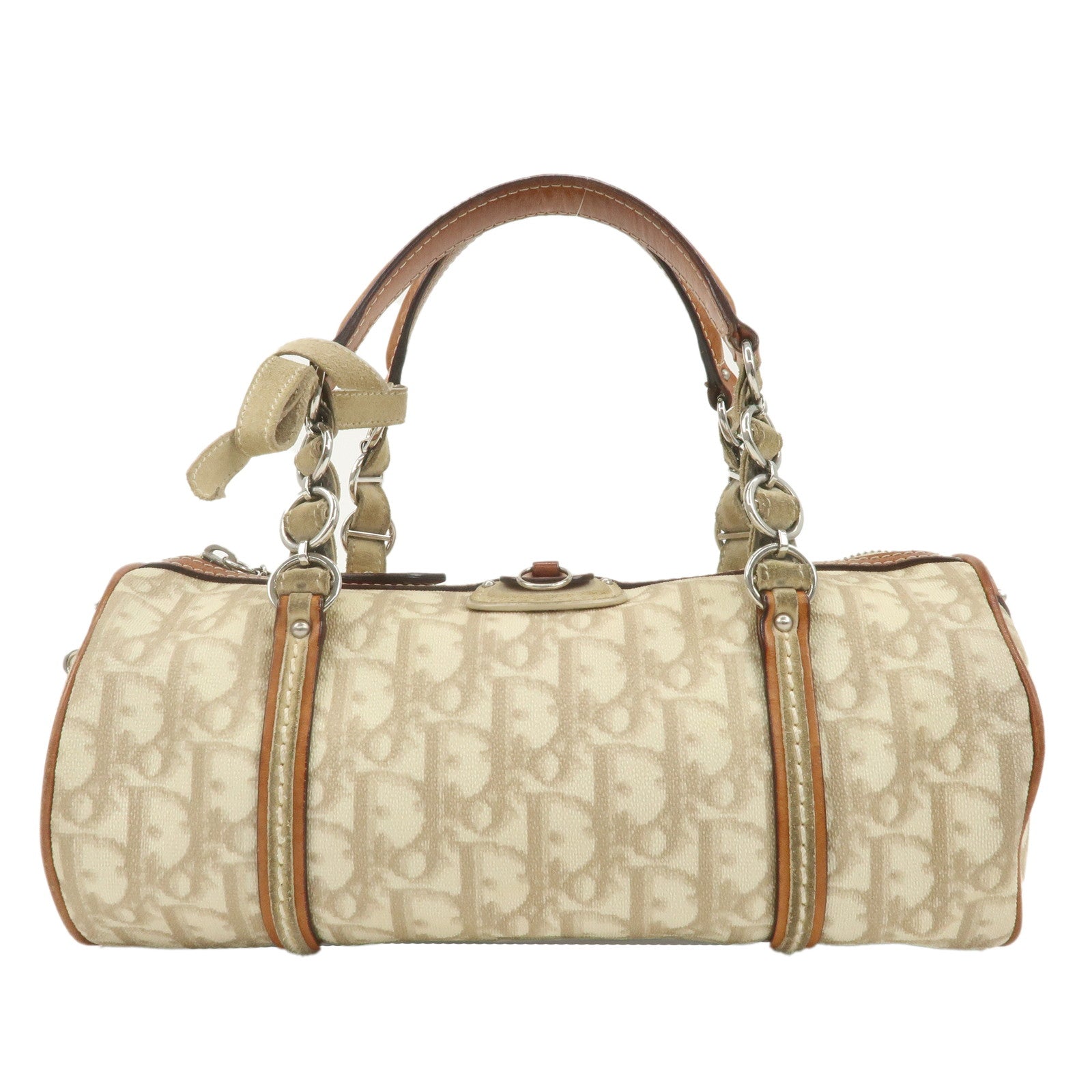 Christian-Dior-Trotter-PVC-Leather-Mini-Boston-Bag-Beige-Ivory