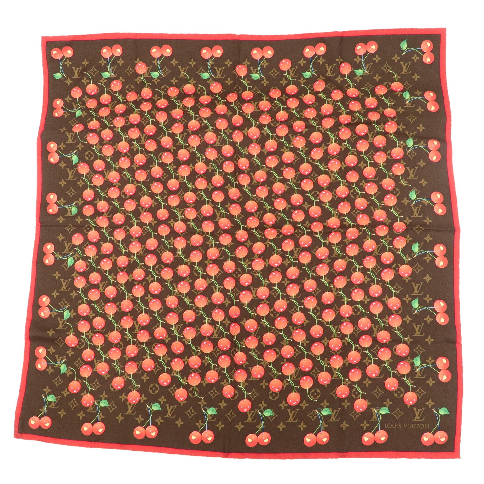 Louis-Vuitton-Monogram-Cherry-Silk-100%-Scarf-M71962