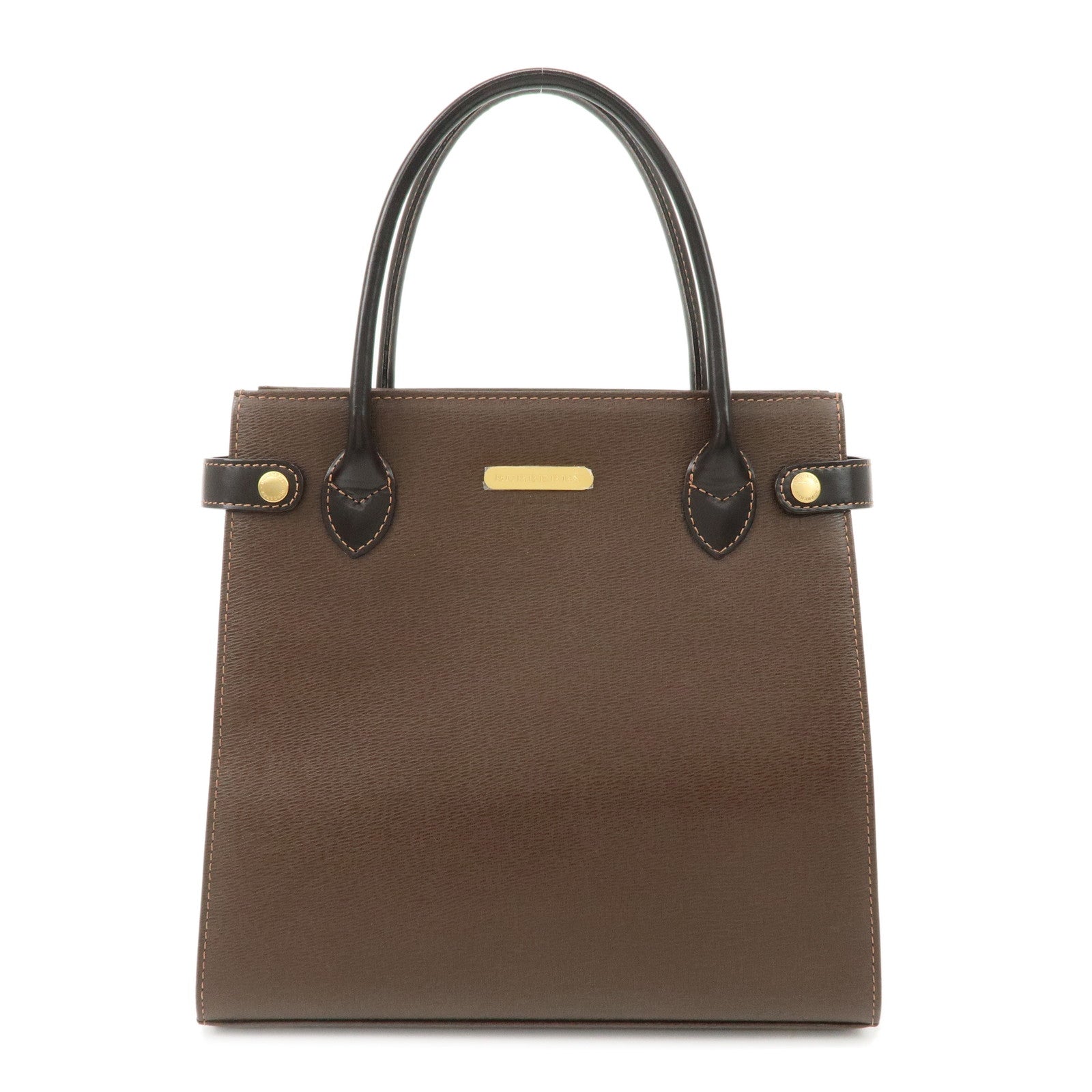 BURBERRY-Leather-Tote-Bag-Hand-Bag-Brown