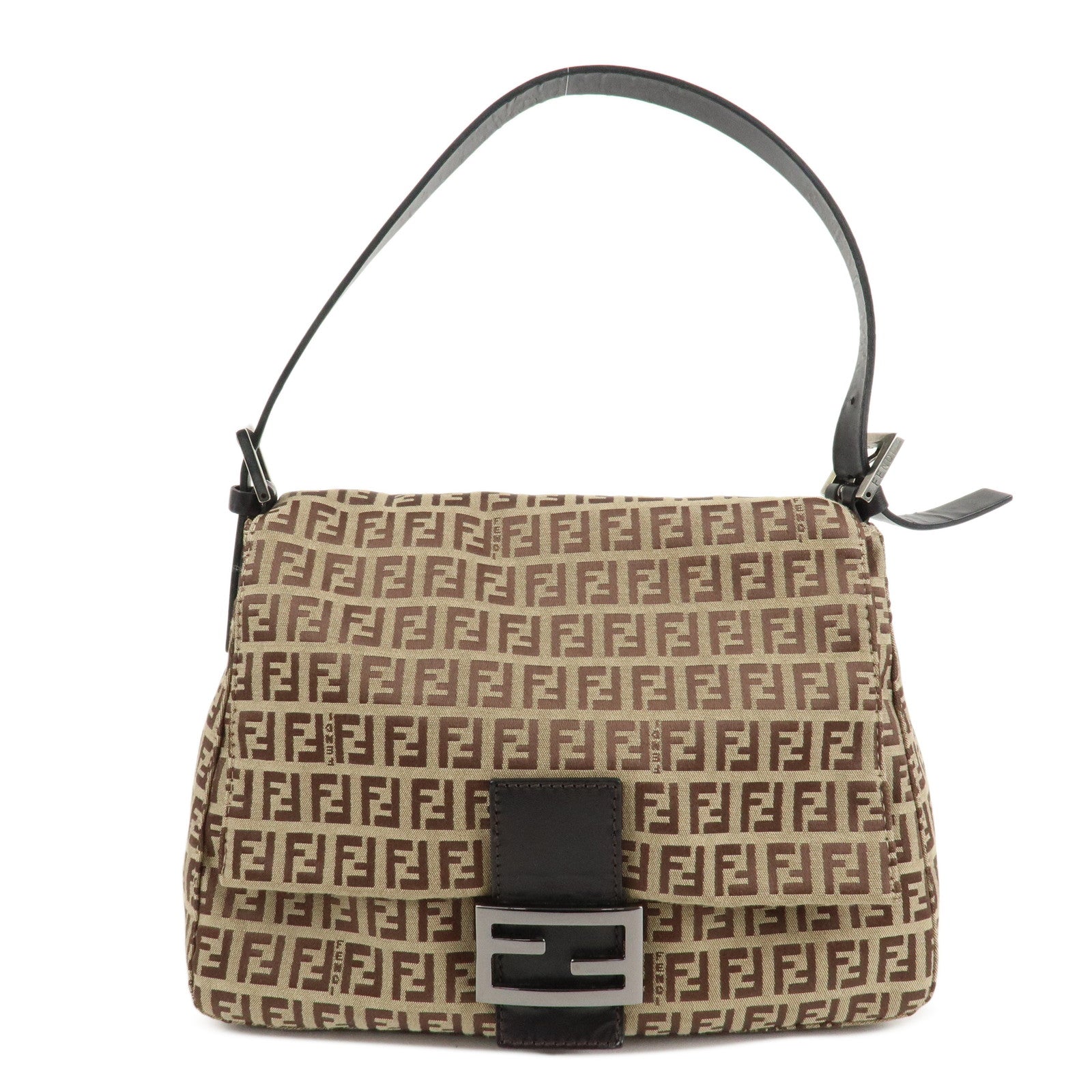 FENDI-Zucchino-Canvas-Leather-Mamma-Bucket-Shoulder-Bag-8BR001