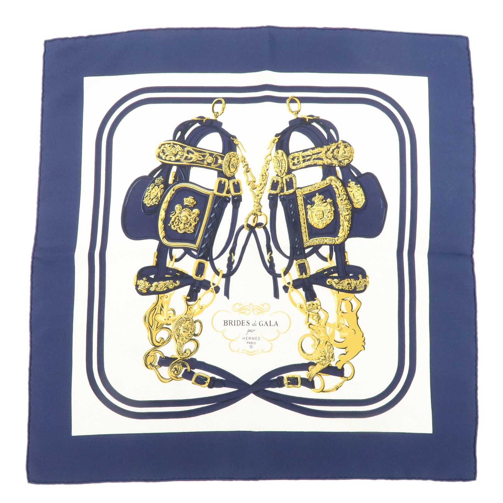 HERMES-Carre-45-100%-Silk-Scarf-BRIDES-de-GALA-Horse-Bridle