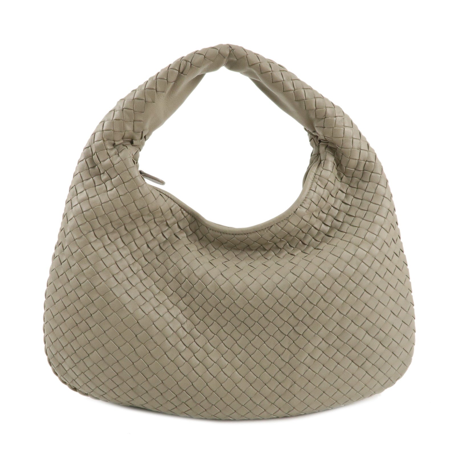 BOTTEGA VENETA Intrecciato Hobo Leather Shoulder Bag Greige 115653