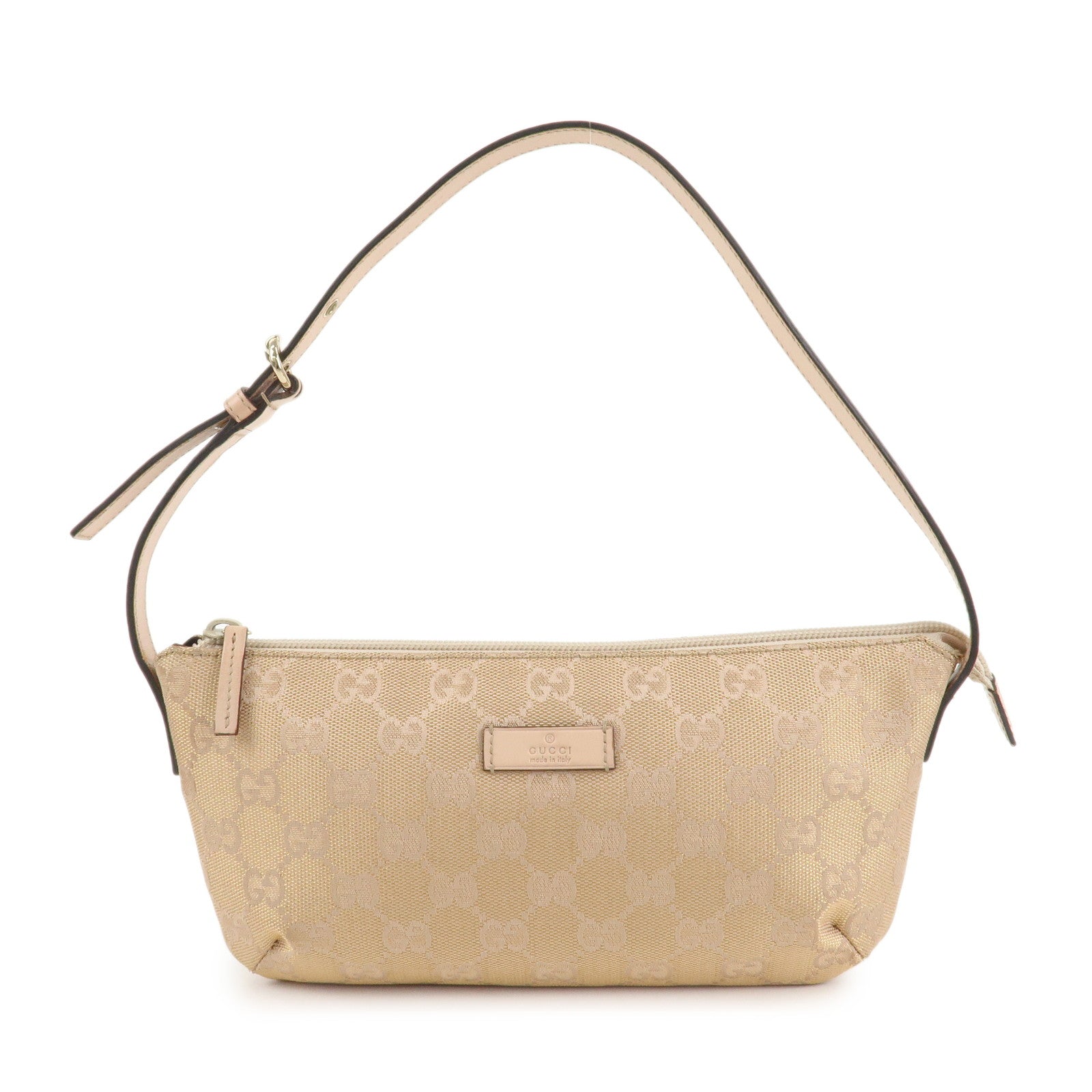 GUCCI-GG-Canvas-Leather-Pouch-Shoulder-Bag-Pink-Beige-190393