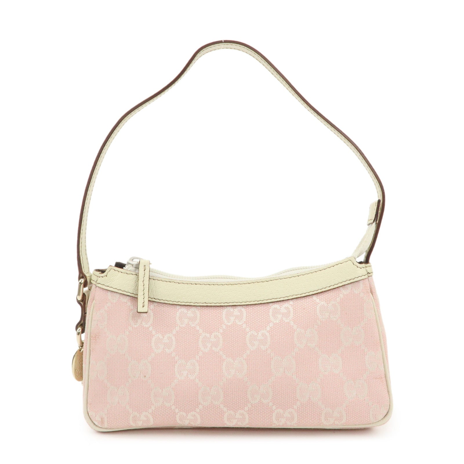 GUCCI-GG-Canvas-Leather-Hand-Bag-Pouch-Pink-Ivory-154432