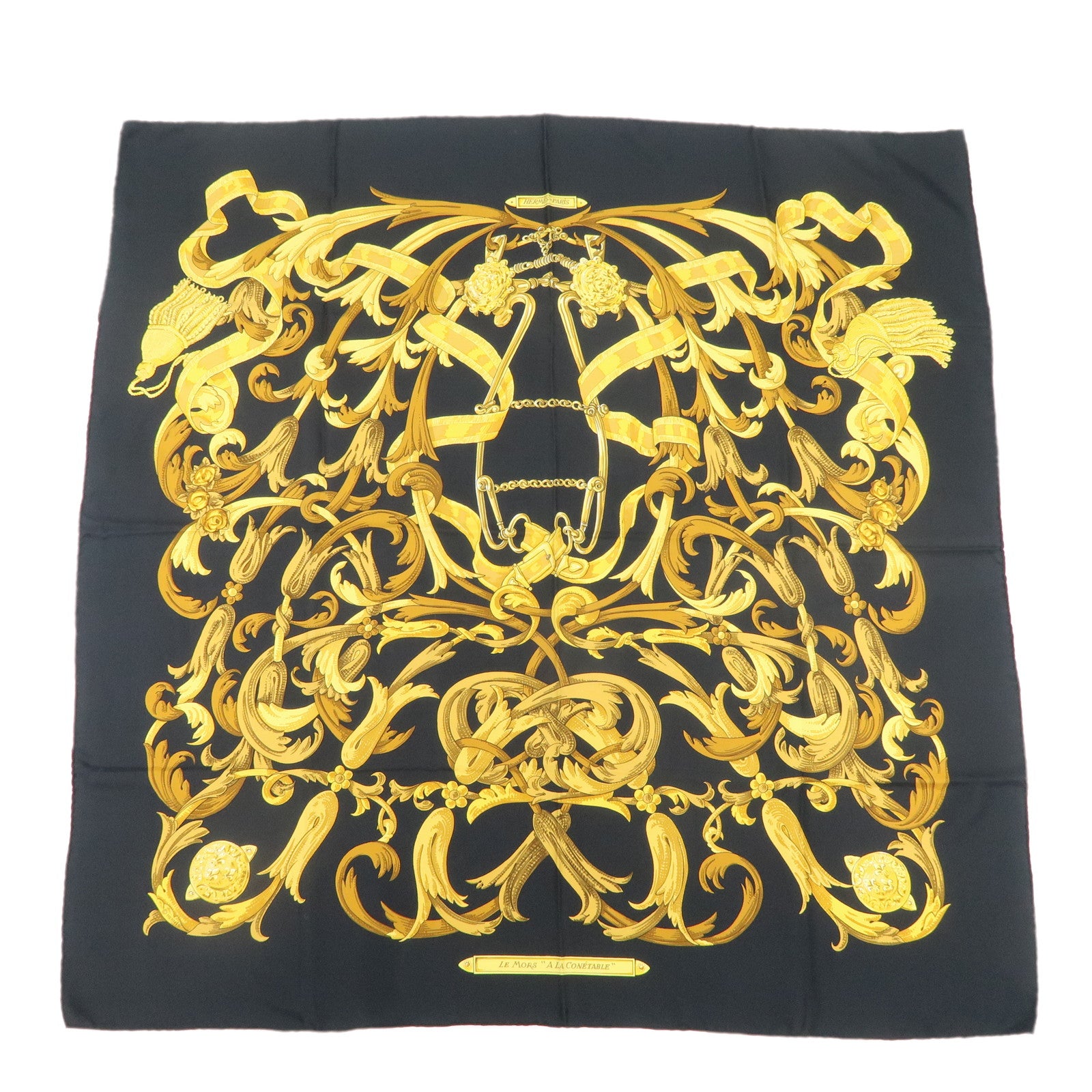 HERMES-Silk-100%-Carre-90-Scarf-LE-MORS-A-LA-CONETABLE