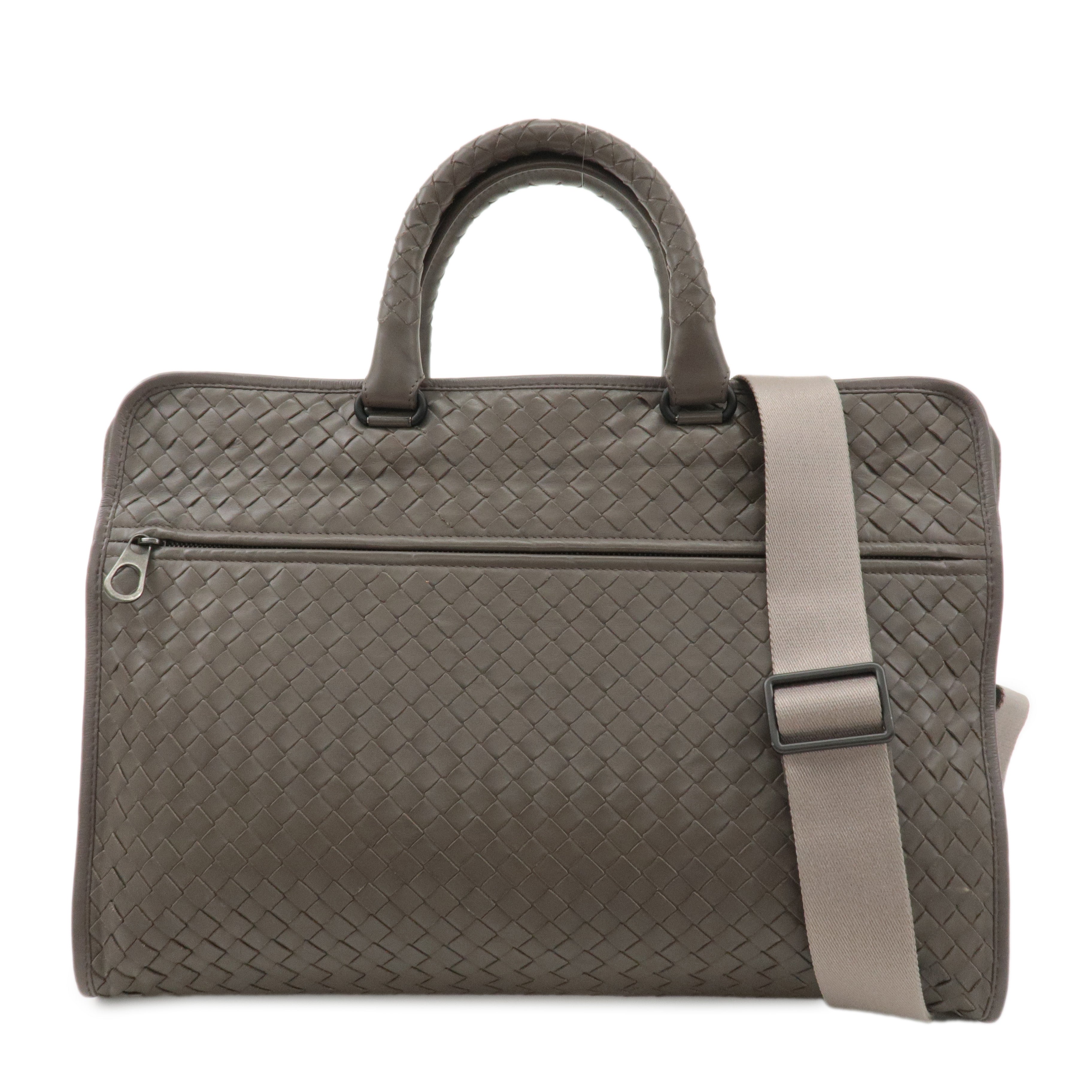 BOTTEGA VENETA Intrecciato Leather 2Way Business Bag Gray 387307