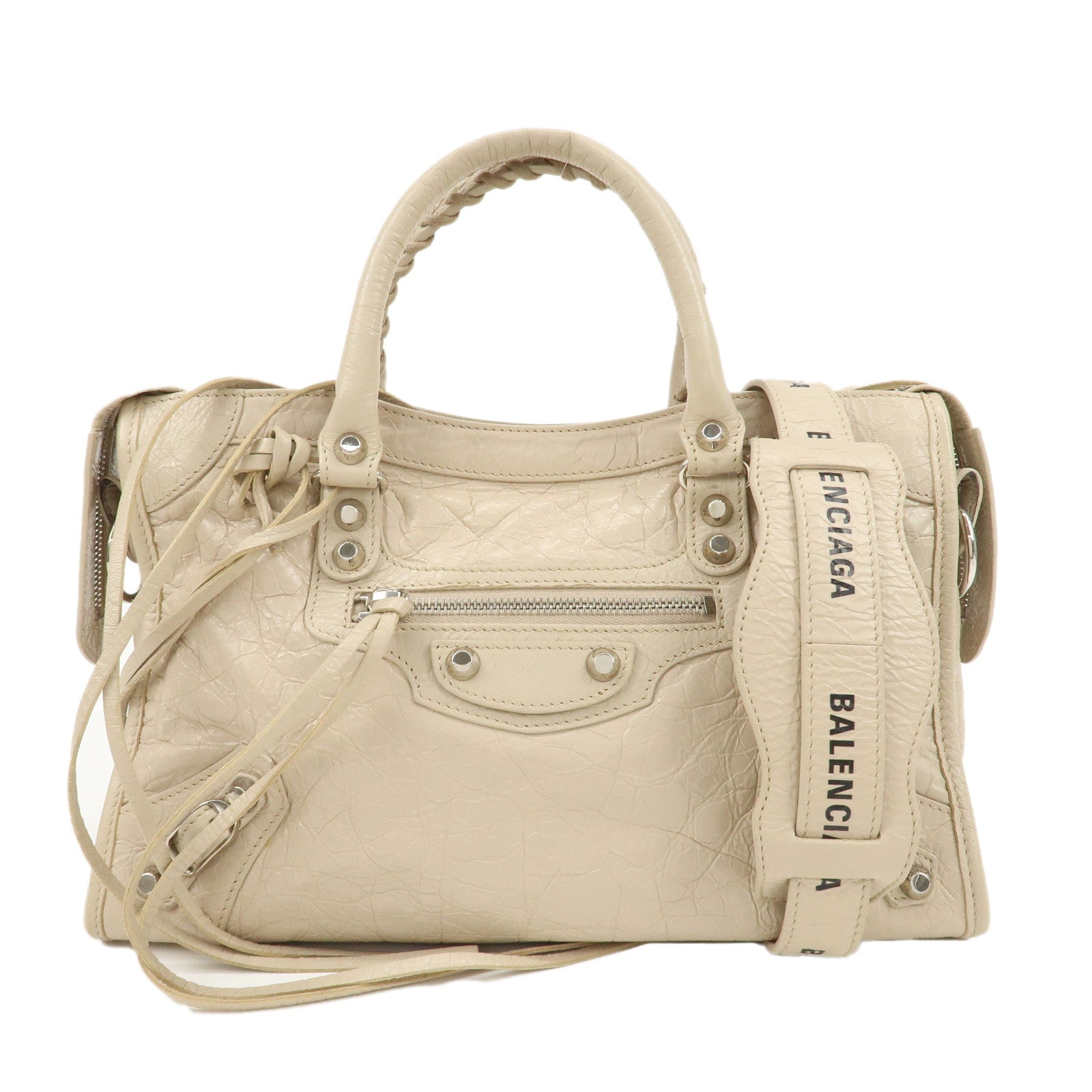 BALENCIAGA-Classic-City-Leather-2Way-Hand-Bag-White-431621