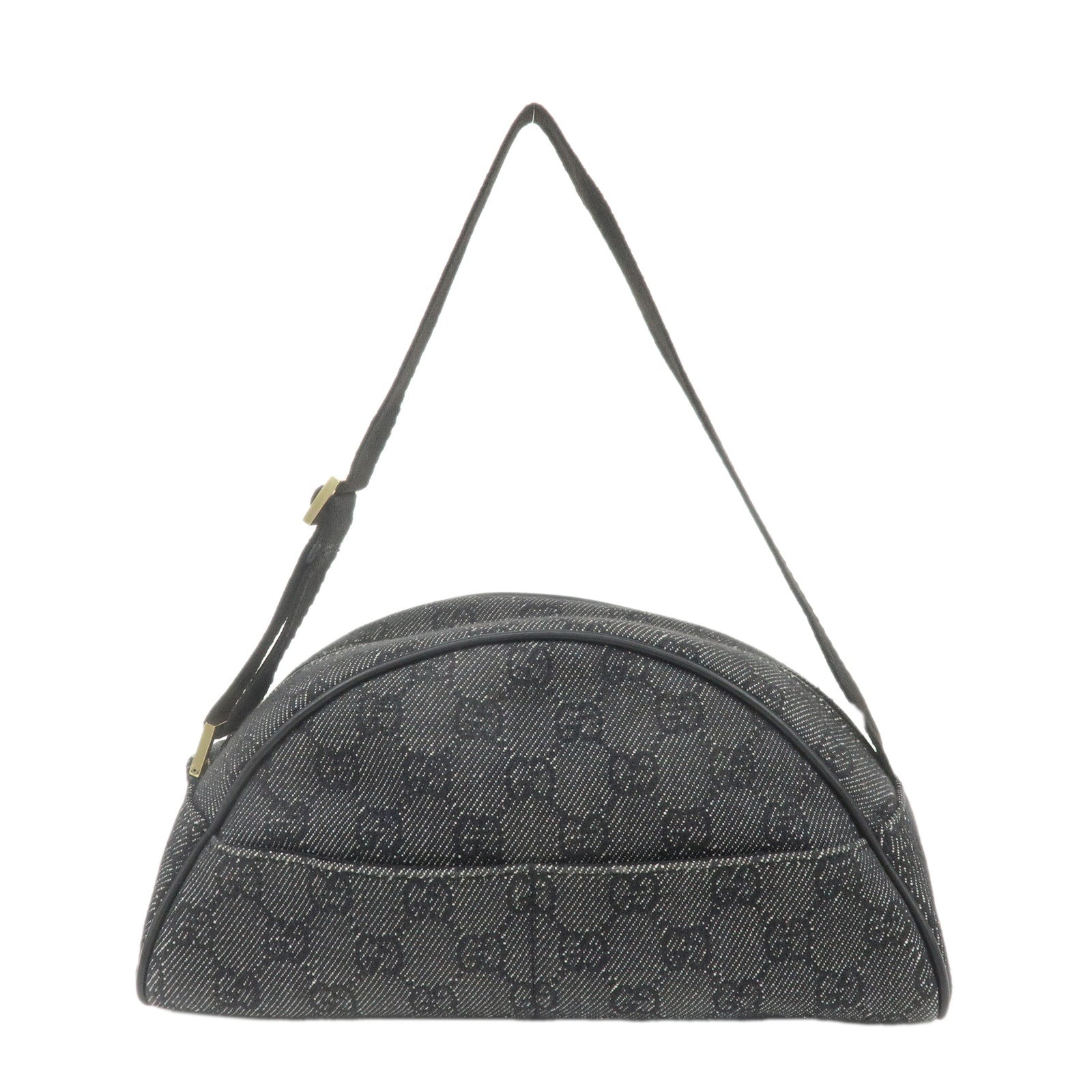 GUCCI-GG-Canvas-Leather-Hand-Bag-Shoulder-Bag-Black-90781