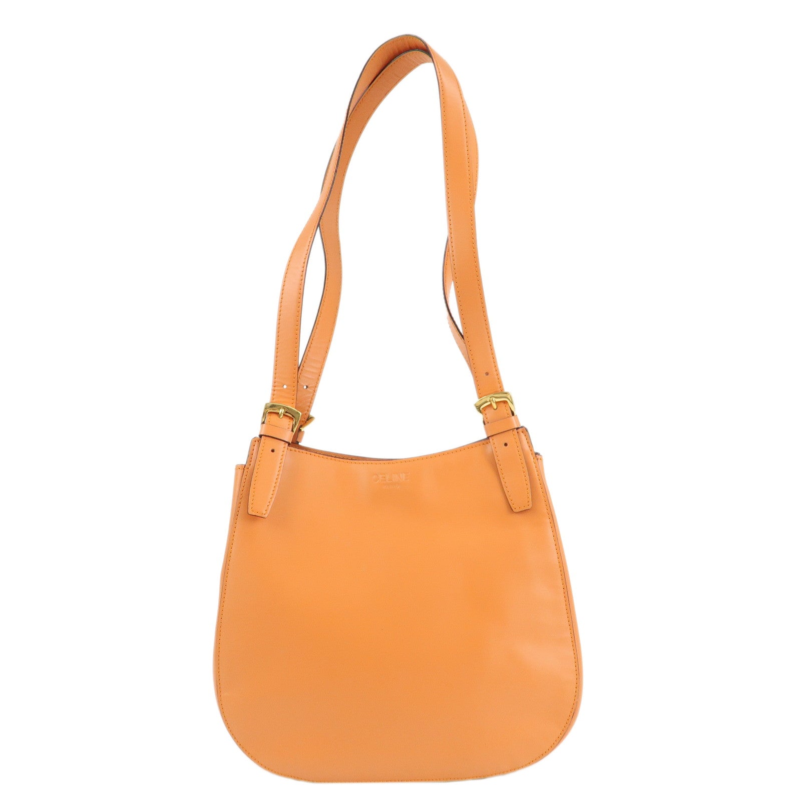 CELINE-Leather-Shoulder-Bag-Orange