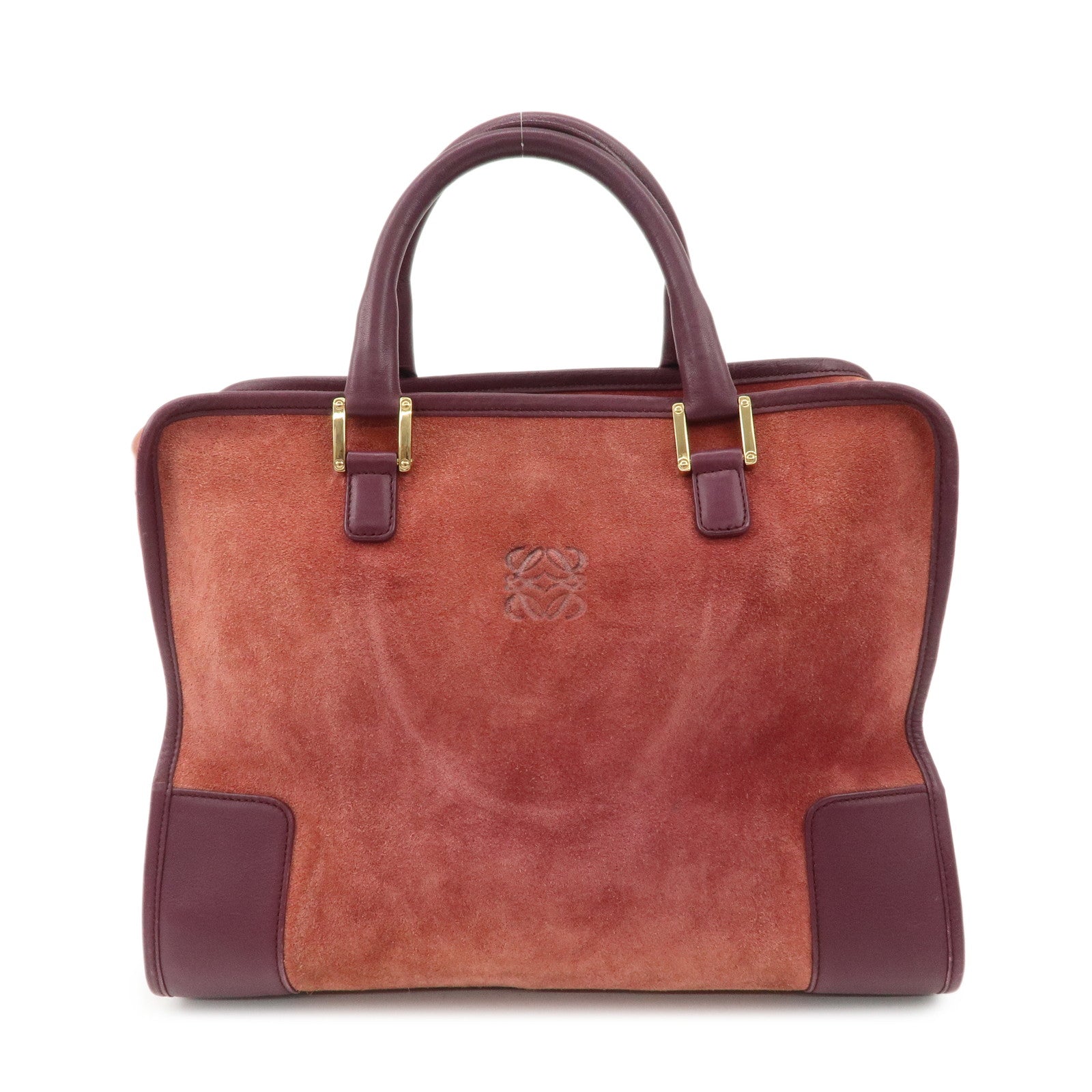 LOEWE-Anagram-Suede-Leather-Amazona-32-Hand-Bag-Pink-Purple