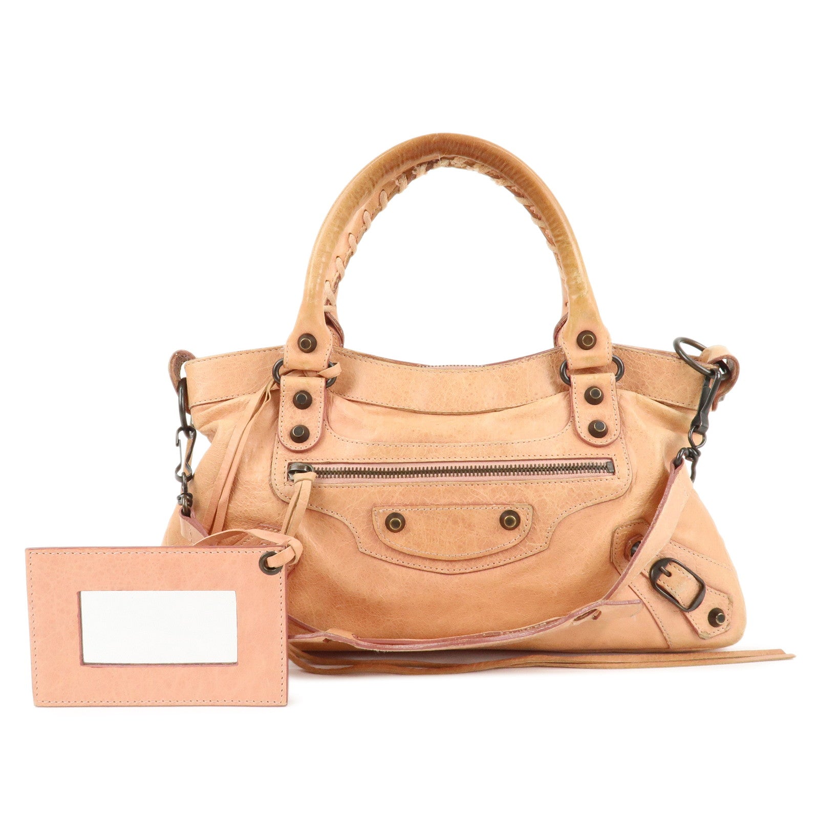 BALENCIAGA-The-First-Leather-2Way-Bag-Hand-Bag-Pink-103208