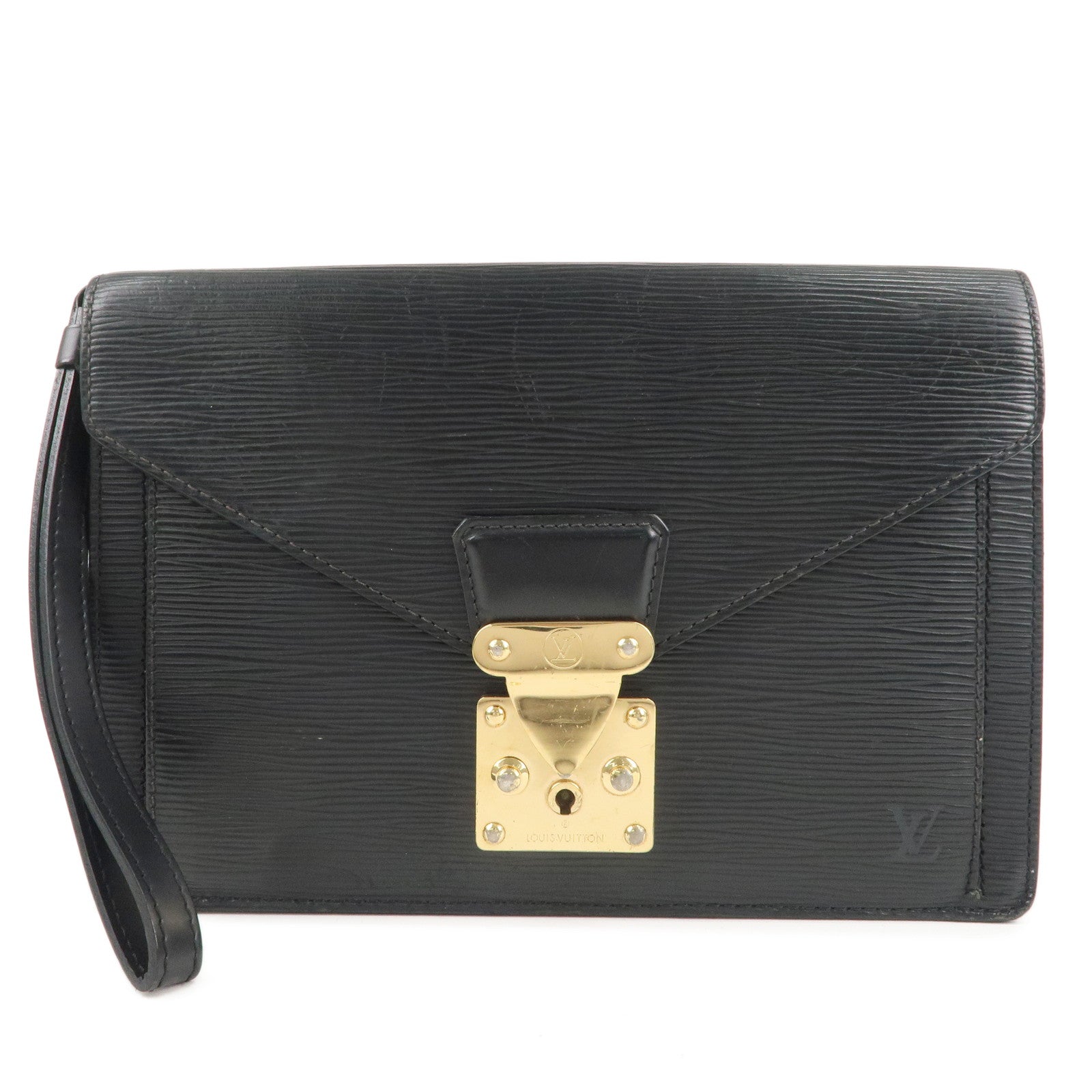 Louis-Vuitton-Epi-Sellier-Dragonne-Clutch-Bag-Black-M52612