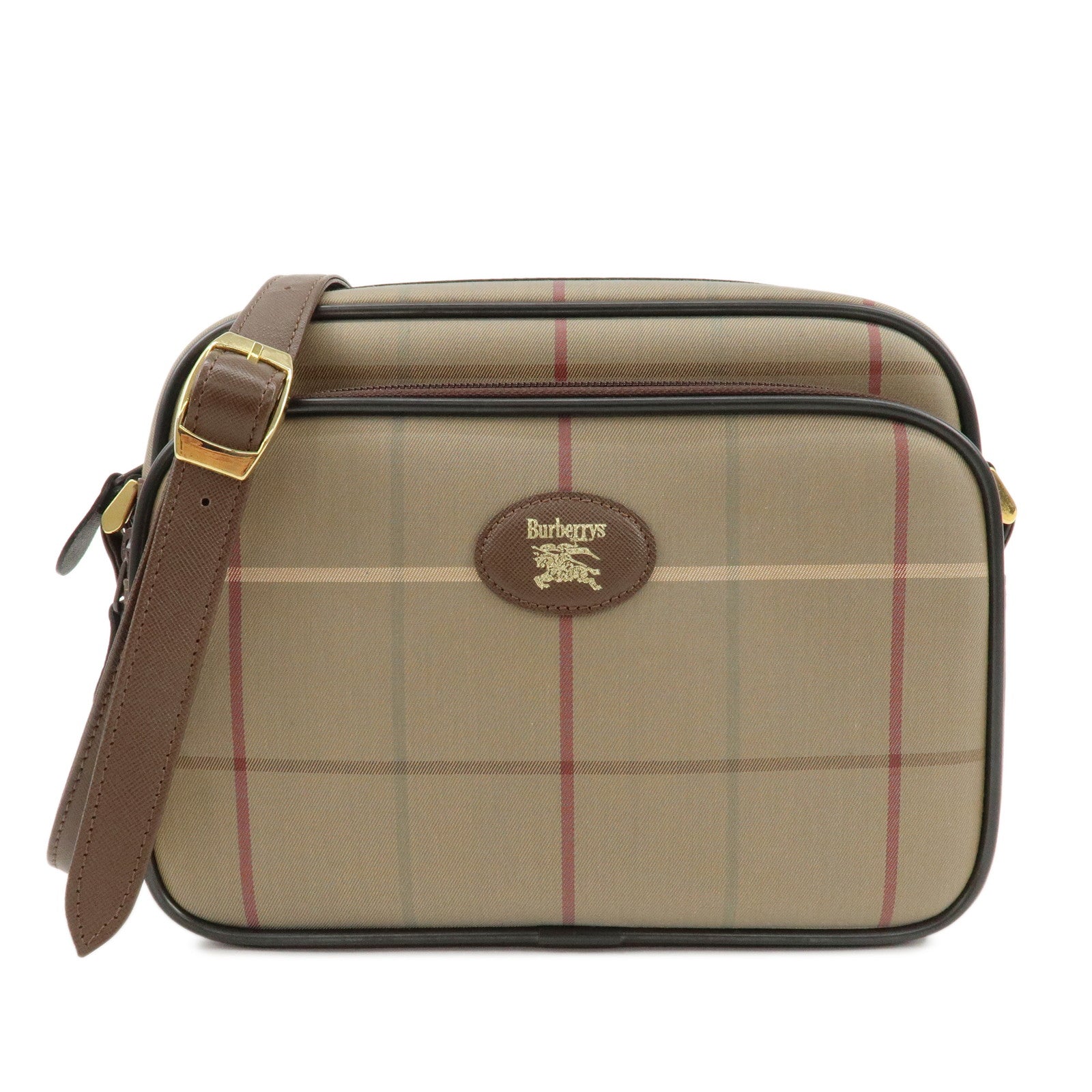 BURBERRYS-Canvas-Leather-Nova-Plaid-Shoulder-Bag-Beige-Brown