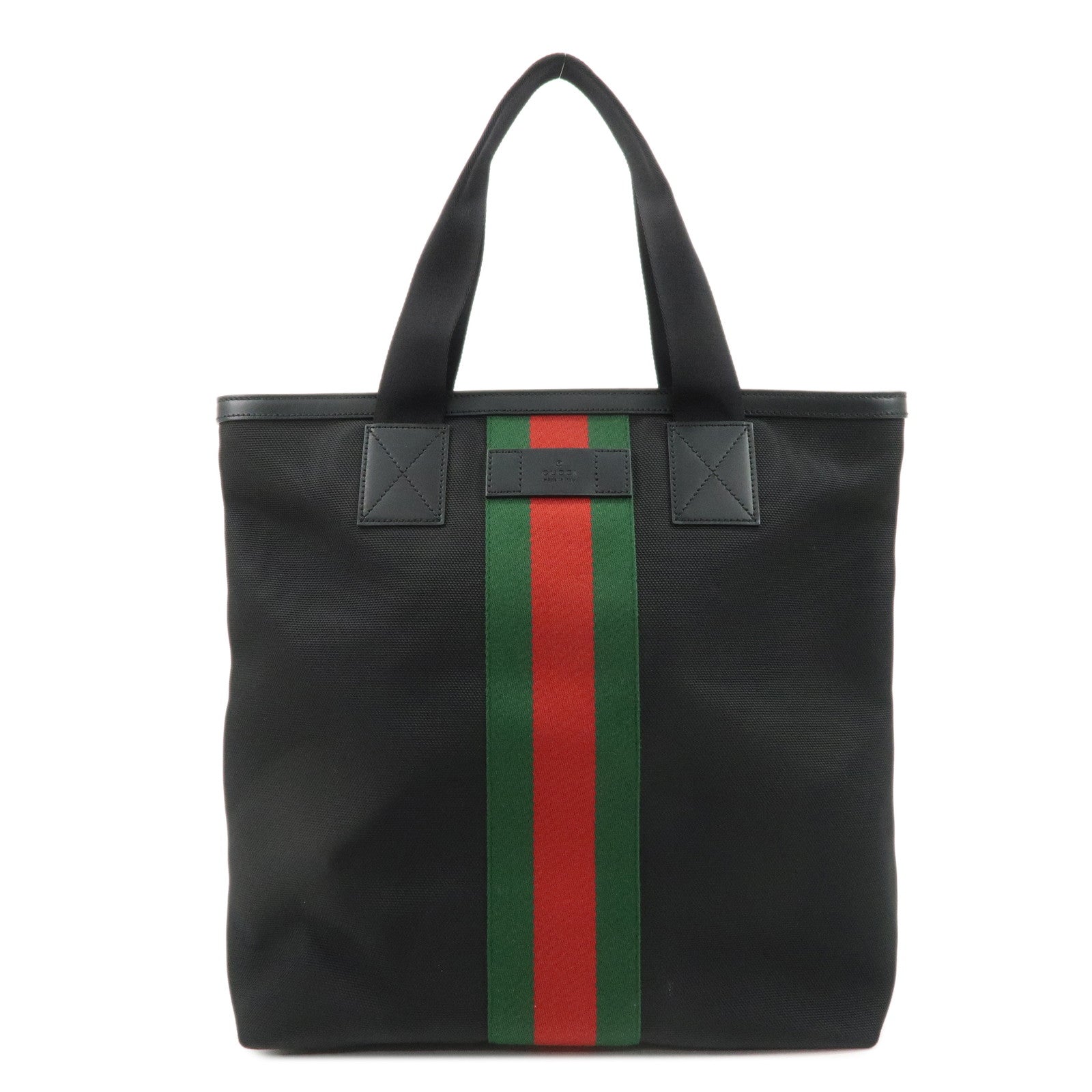 GUCCI-Sherry-Canvas-Leather-Tote-Bag-Black-631245