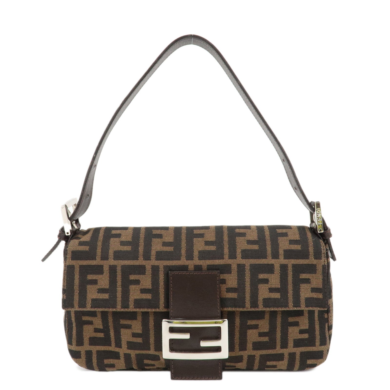 FENDI-Mamma-Baguette-Zucca-Canvas-Shoulder-Bag-Brown-Black-26424