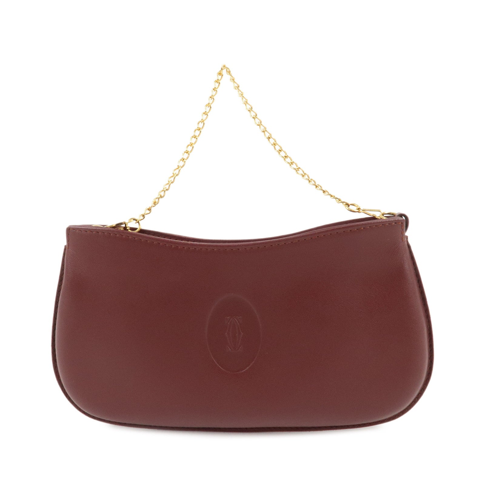 Cartier-Must-Line-Must-Do-Leather-Chain-Strap-Pouch-Bordeaux