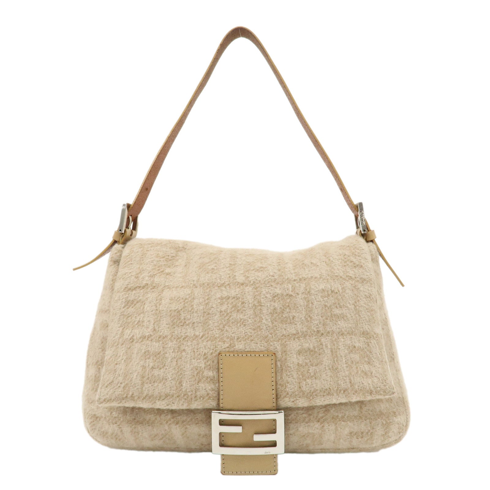 FENDI-Mamma-Baguette-Zucca-Wool-Leather-Shoulder-Bag-26325