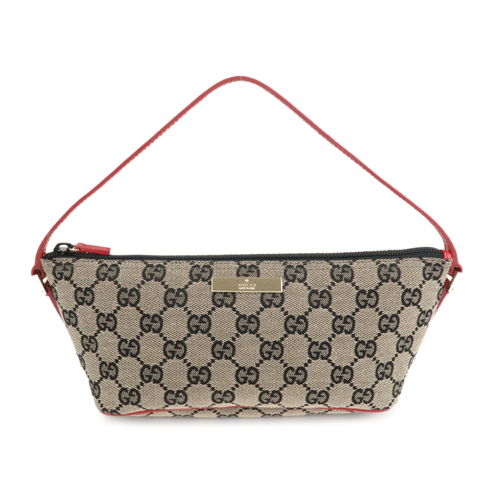 GUCCI-GG-Canvas-Leather-Accessory-Pouch-Mini-Bag-Beige-Red-391103