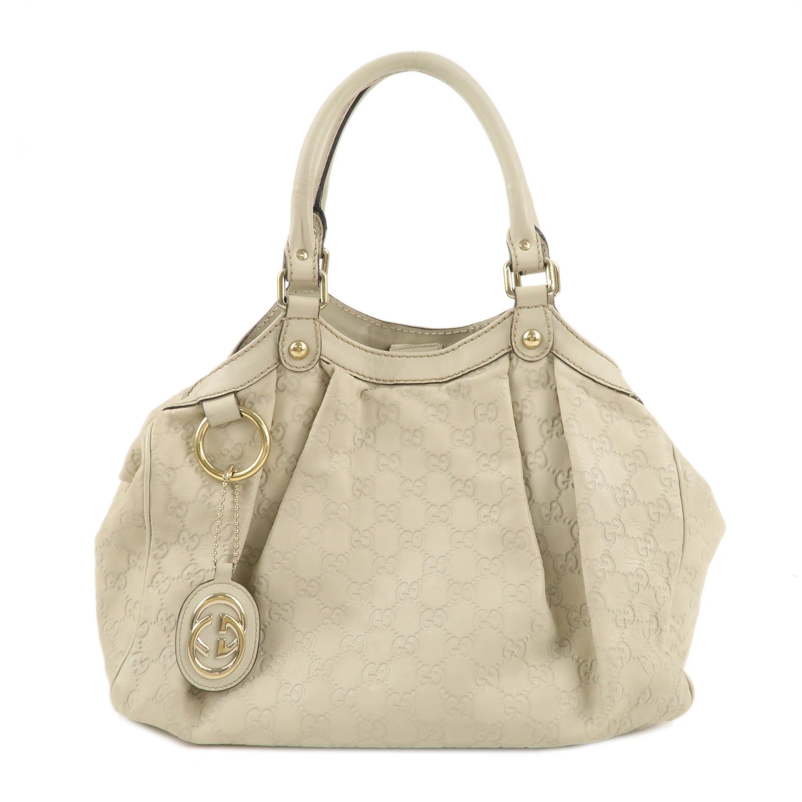 GUCCI Sukey Guccissima Leather Tote Bag Hand Bag Ivory 211944