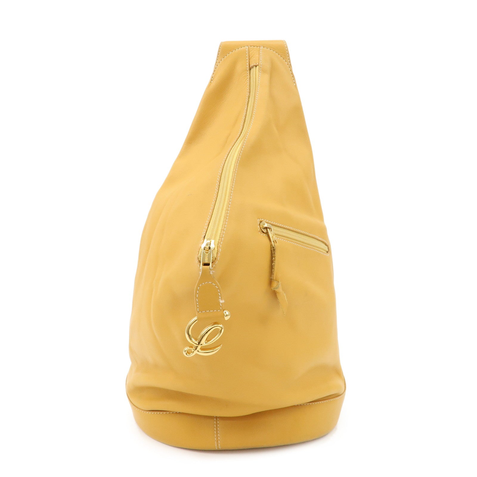 LOEWE-Leather-Anton-Backpack-Rucksack-Shoulder-Bag-Yellow