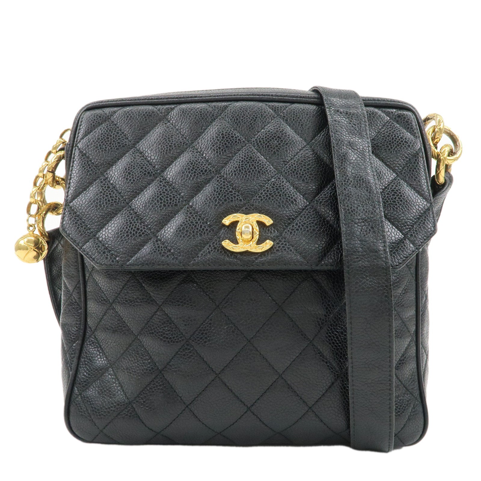 CHANEL-Matelasse-Caviar-Skin-Shoulder-Bag-Black-2944818