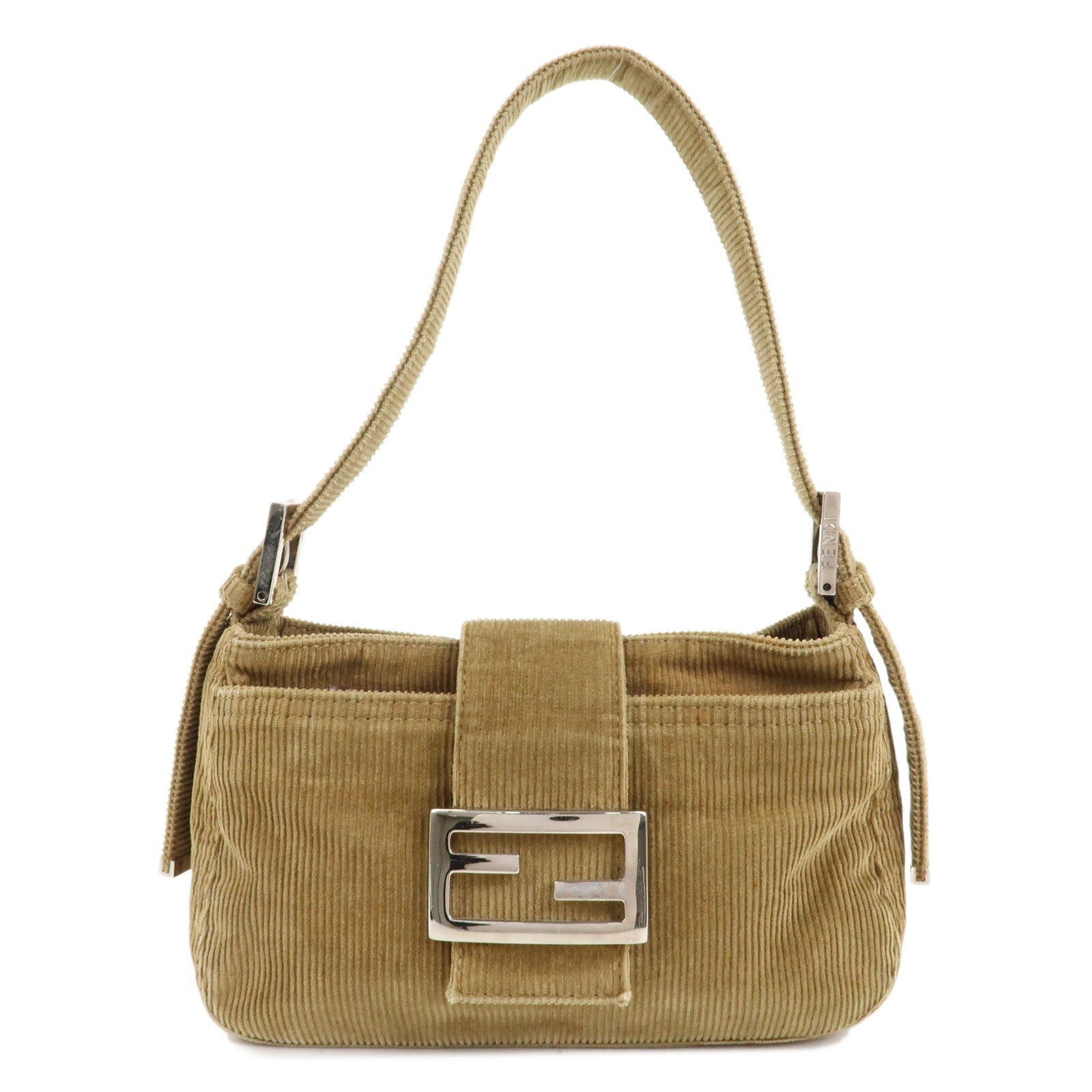 FENDI-Corduroy-Semi-Shoulder-Bag-Hand-Bag-Brown-26723