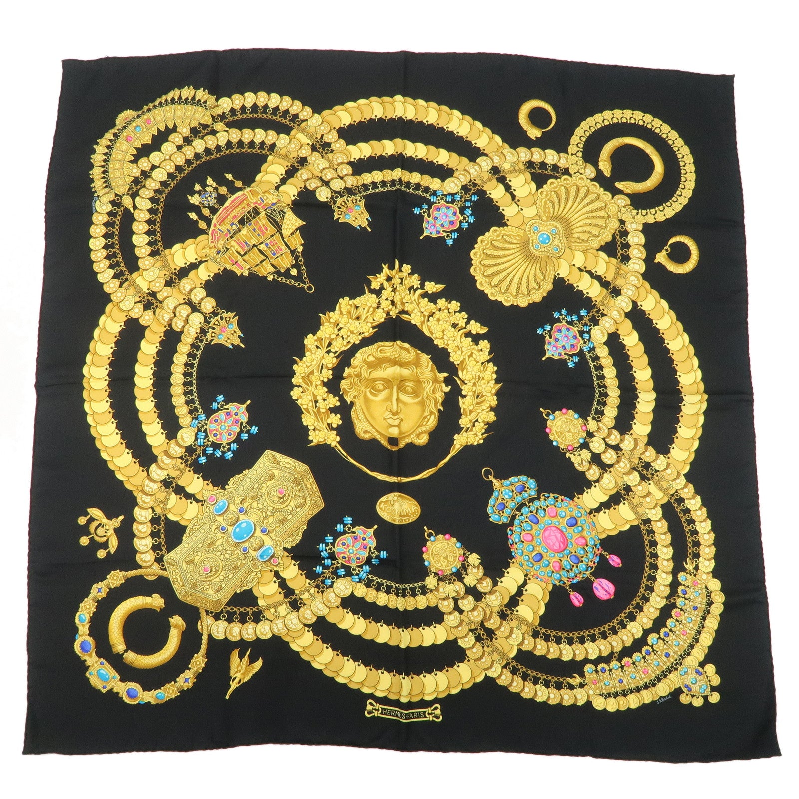 HERMES-Silk-100%-Carre-90-KOSMIMA-Universe-Black-Gold