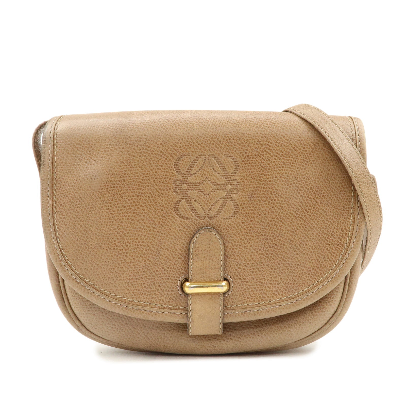 LOEWE-Anaglam-Leather-Shoulder-Bag-Crossbody-Bag-Light-Brown