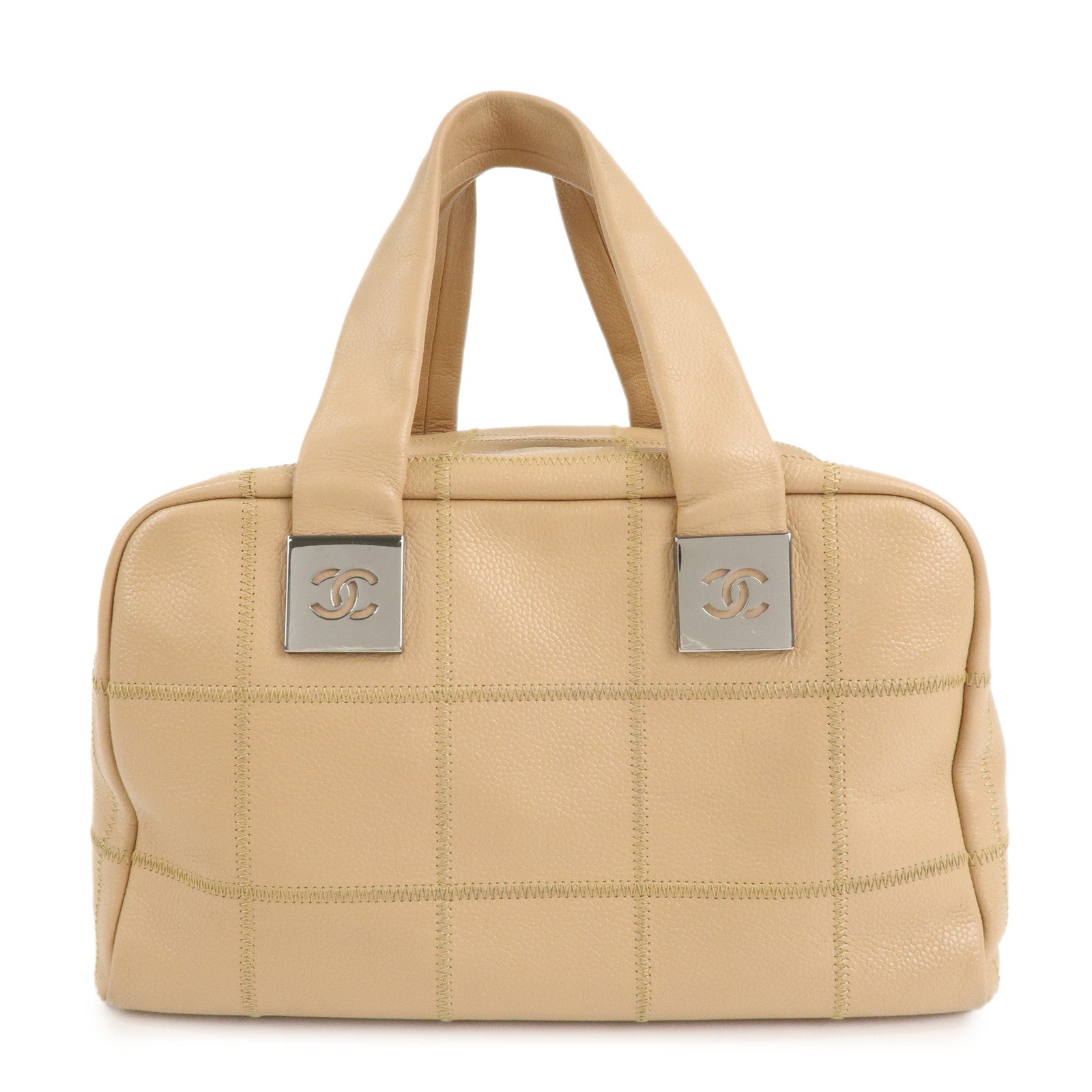 CHANEL-Chocolate-Bar-Caviar-Skin-Boston-Bag-Beige-A24184