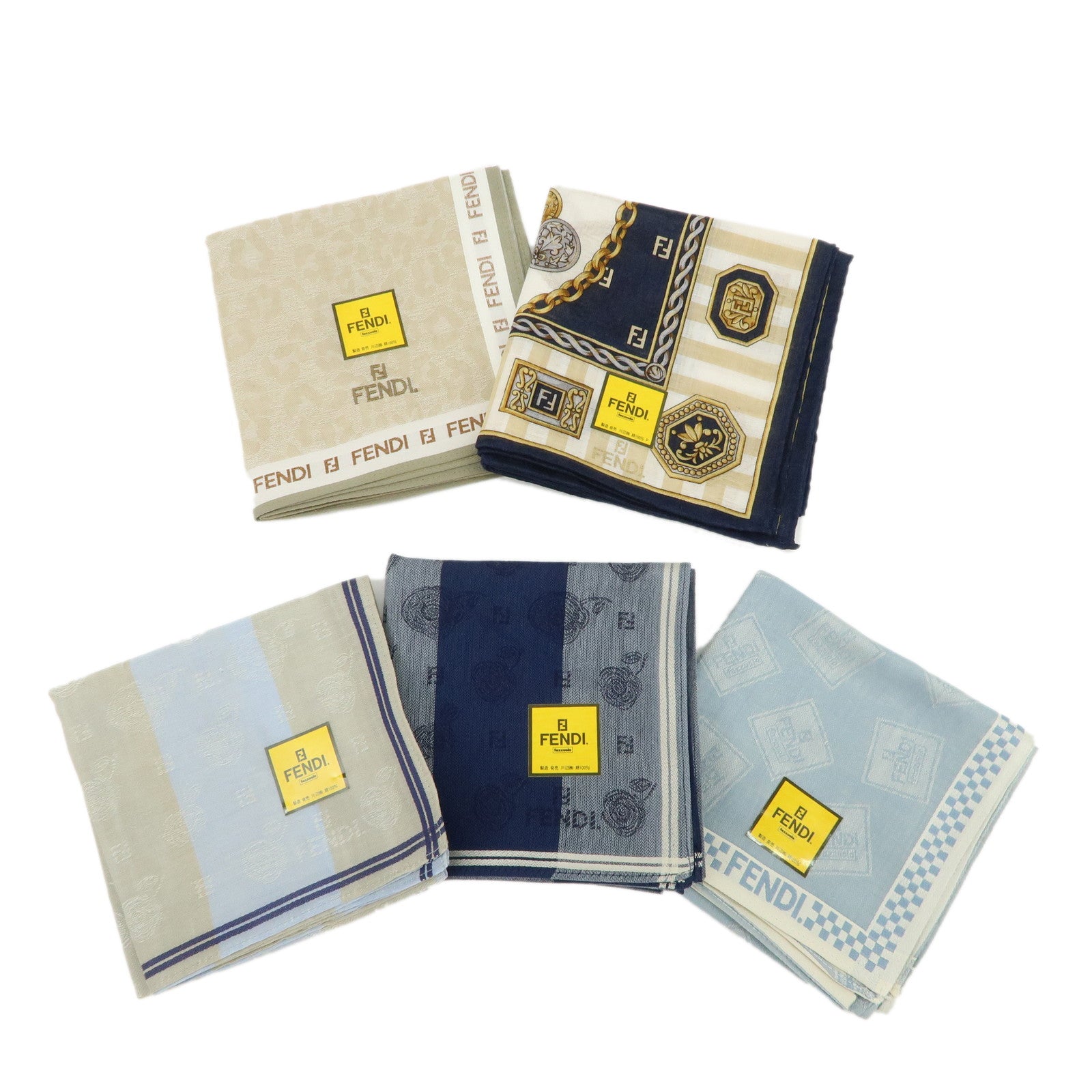 FENDI-Set-of-5-Cotton-100%-Multi-color-Handkerchief