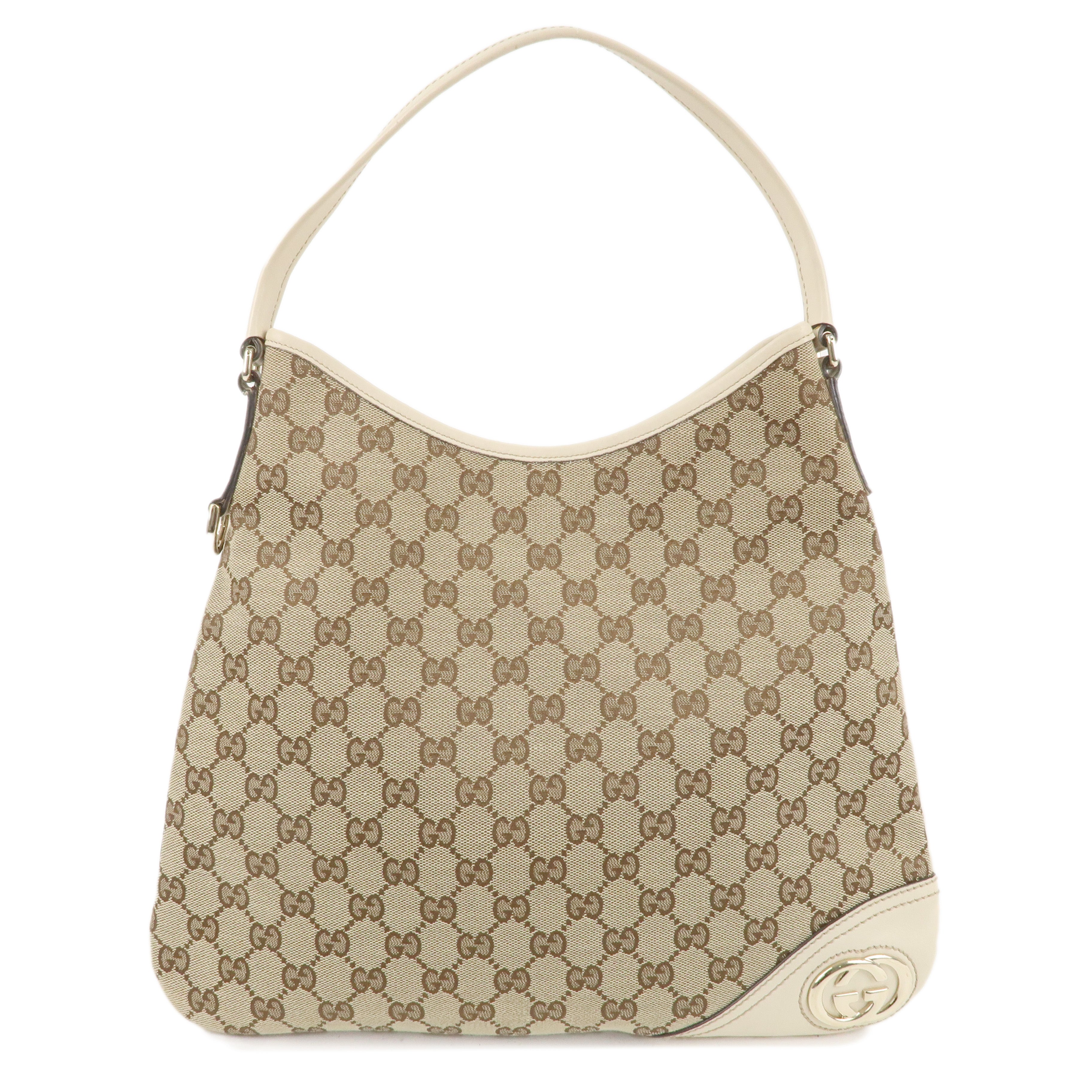 GUCCI Interlocking G Sherry GG Canvas Leather Shoulder Bag 169947