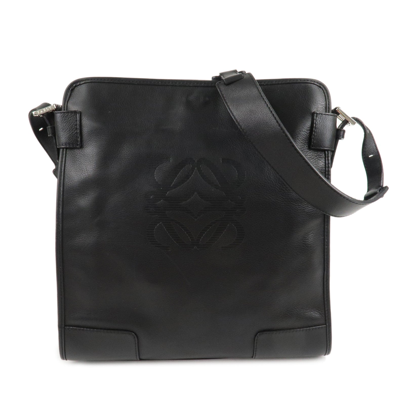 LOEWE-Anagram-Leather-Shoulder-Bag-Crossbody-Bag-Black