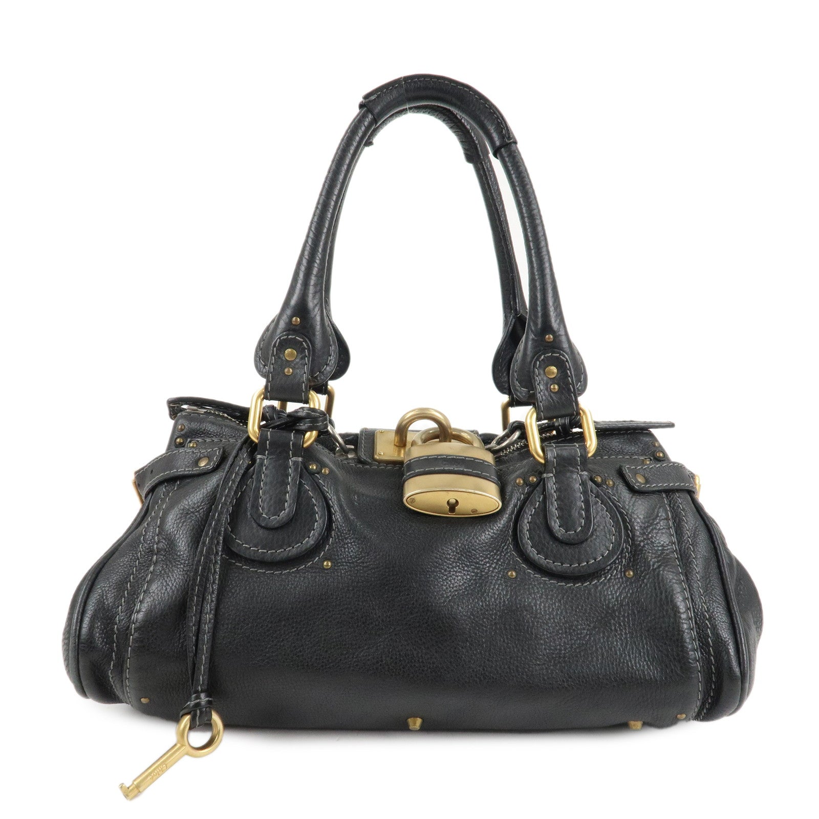 Chloe-Paddington-Leather-Hand-Bag-Shoulder-Bag-Black