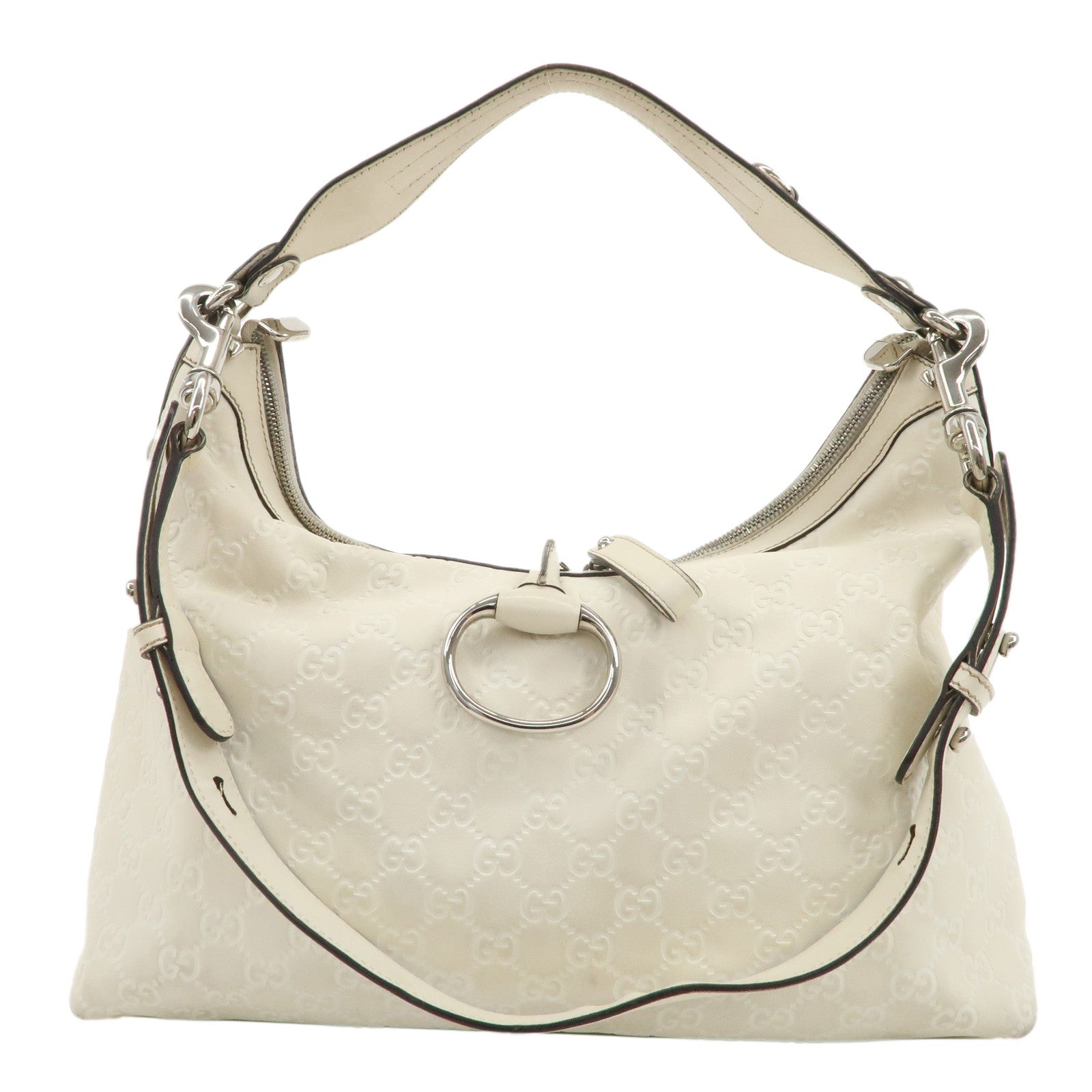 GUCCI-Guccissima-Leather-Horsebit-2WAY-Shoulder-Bag-Ivory-232961