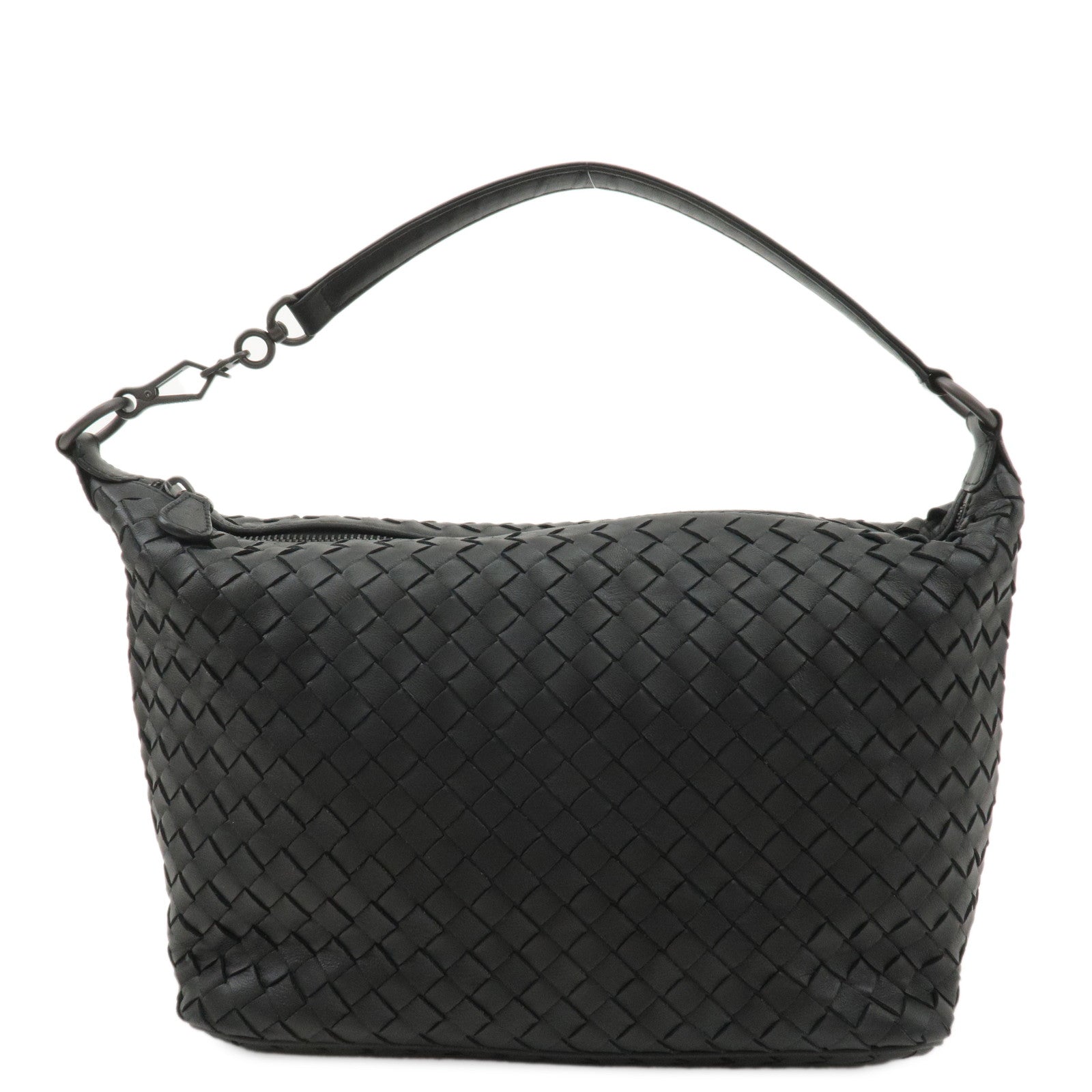 BOTTEGA VENETA Intrecciato Leather Shoulder Bag Black 239988