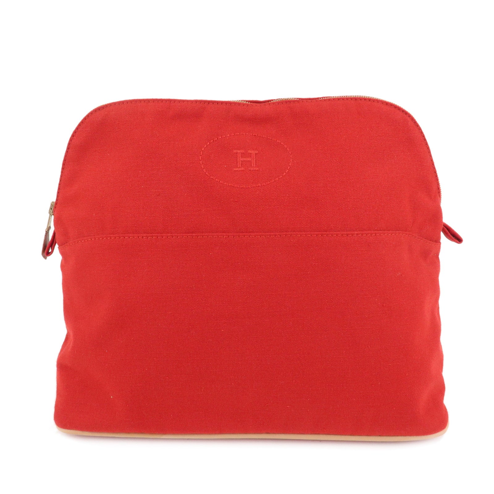 HERMES-Canvas-Leather-Bolide-Pouch-GM-Cosmetic-Pouch-Red