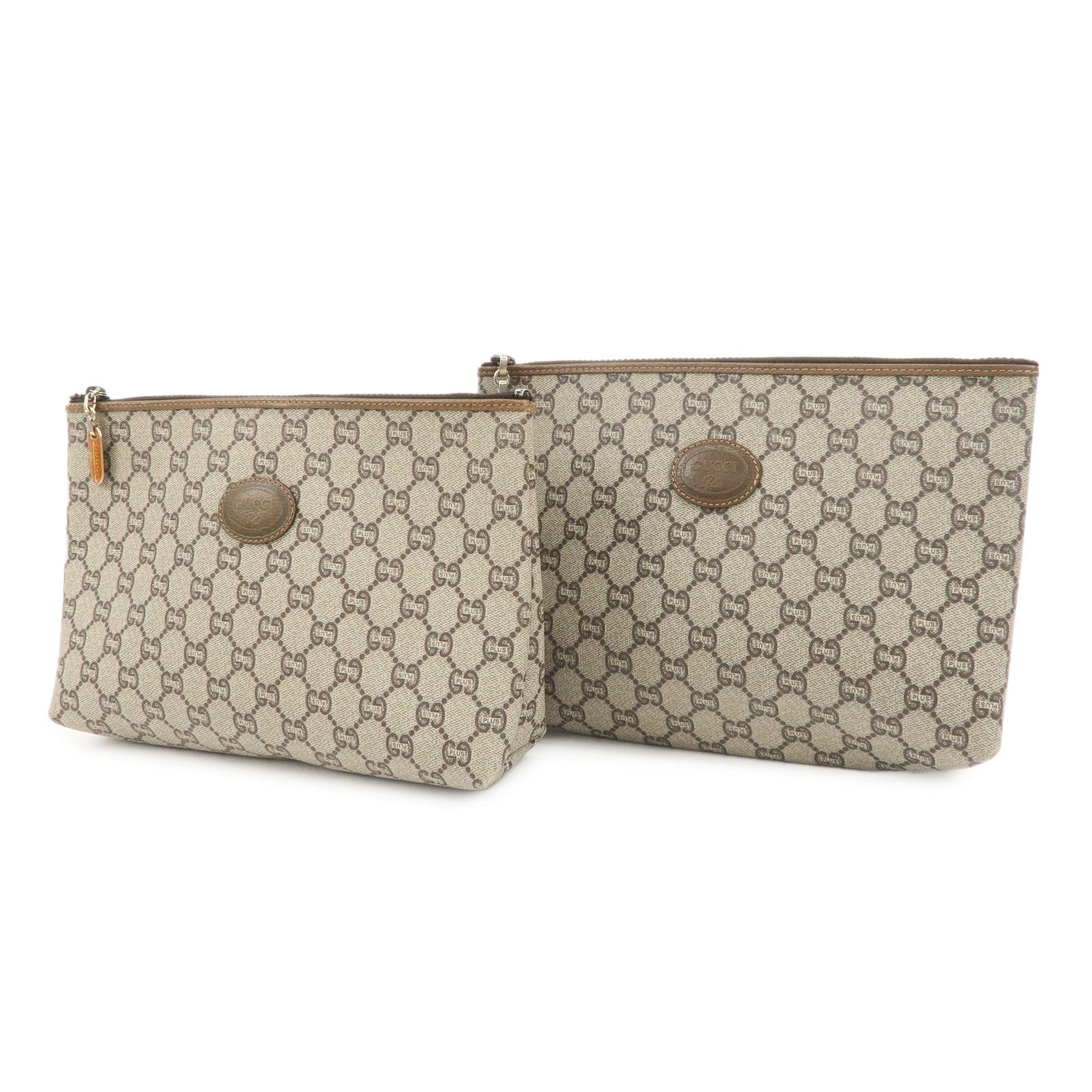 GUCCI-Set-of-2-Old-GUCCI-GG-Plus-Leather-Pouch-Second-Bag