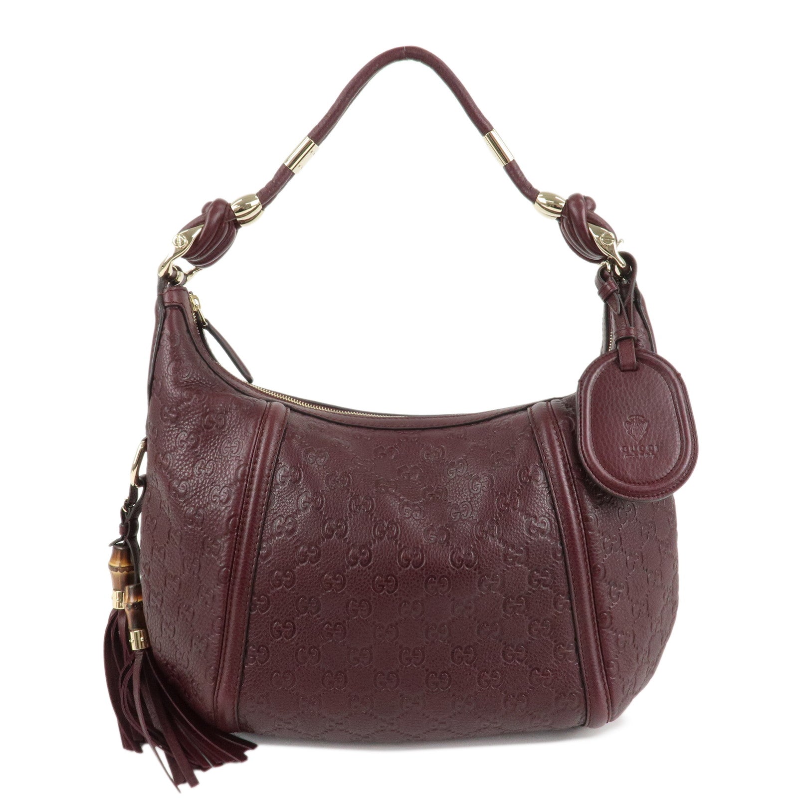 GUCCI-Guccissima-Bamboo-Leather-Shoulder-Bag-Wine-240261