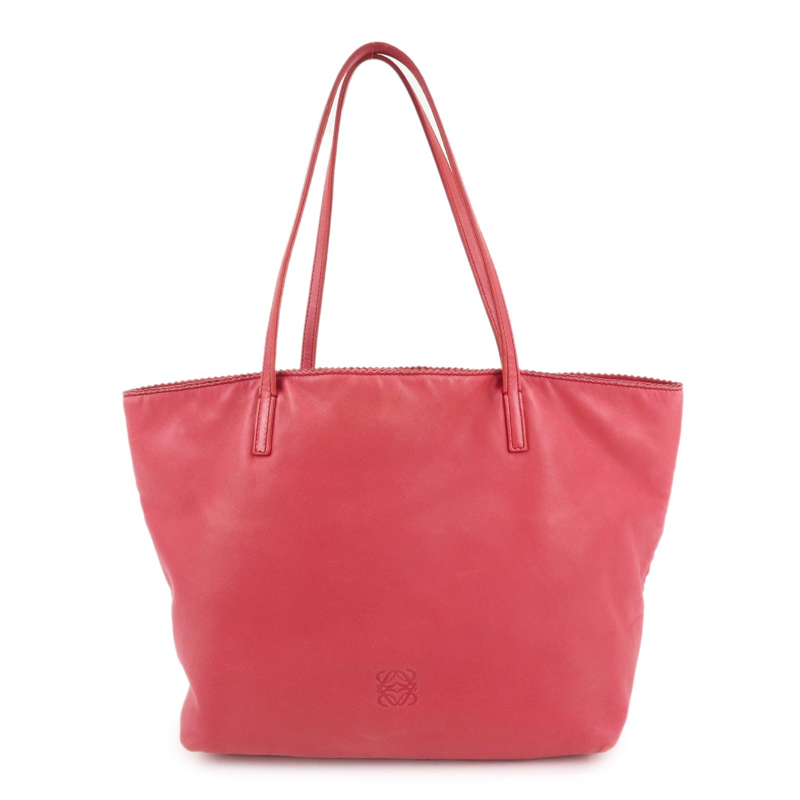 LOEWE-Anagram-Leather-Tote-Bag-Shoulder-Bag-Hand-Bag-Pink