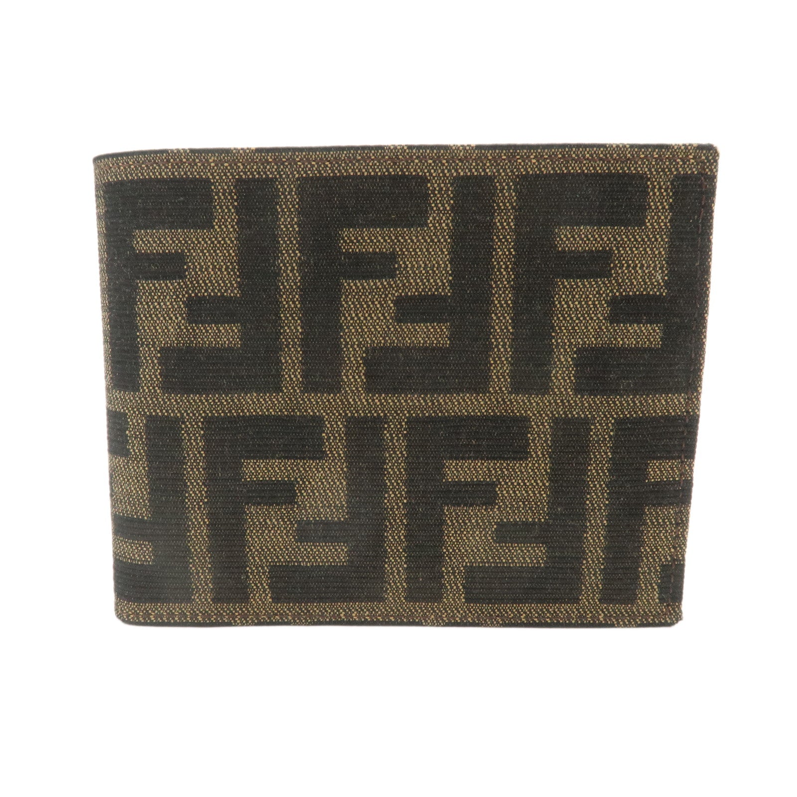 FENDI-Zucca-Canvas-Bi-Fold-Wallet-Khaki-Black-7M0001