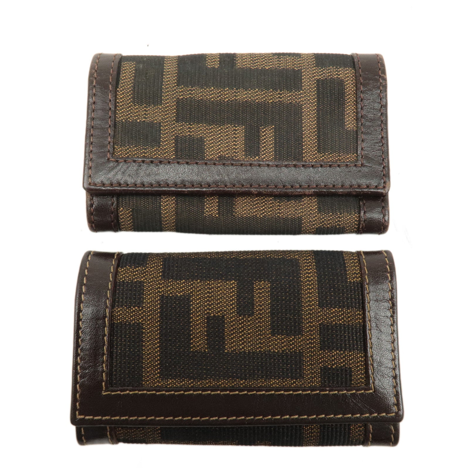 FENDI Zucca Set of 2 Canvas Leather 6 Hook Key Case 10163