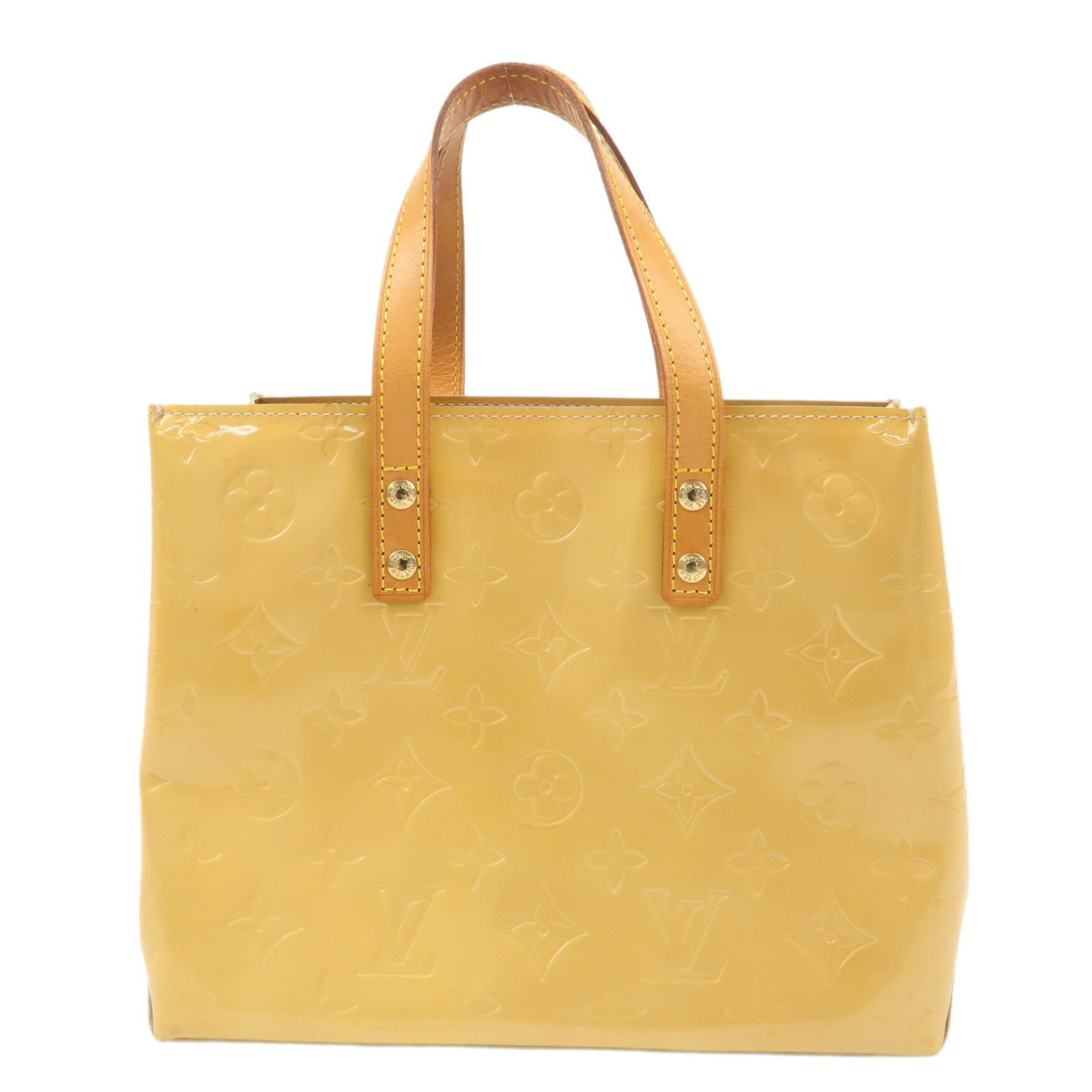 Louis Vuitton Monogram Vernis Lead PM Hand Bag Soft Beige M91144